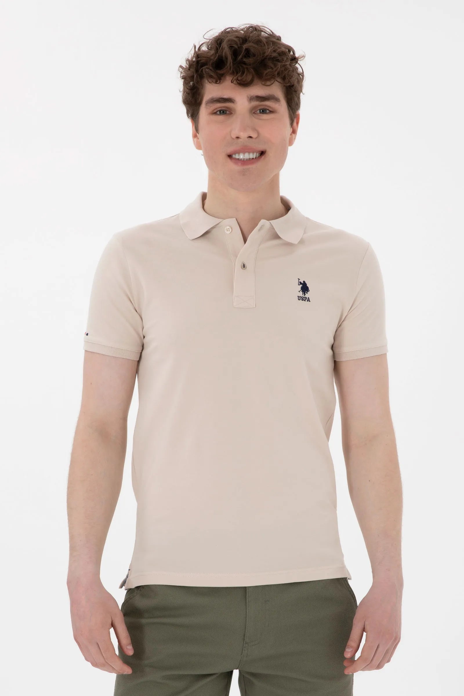 U.S. Polo Assn. Beige Men Stone Slim Fit Polo Shirt SKU: G081SZ0110 2084040_VR049 Image 01