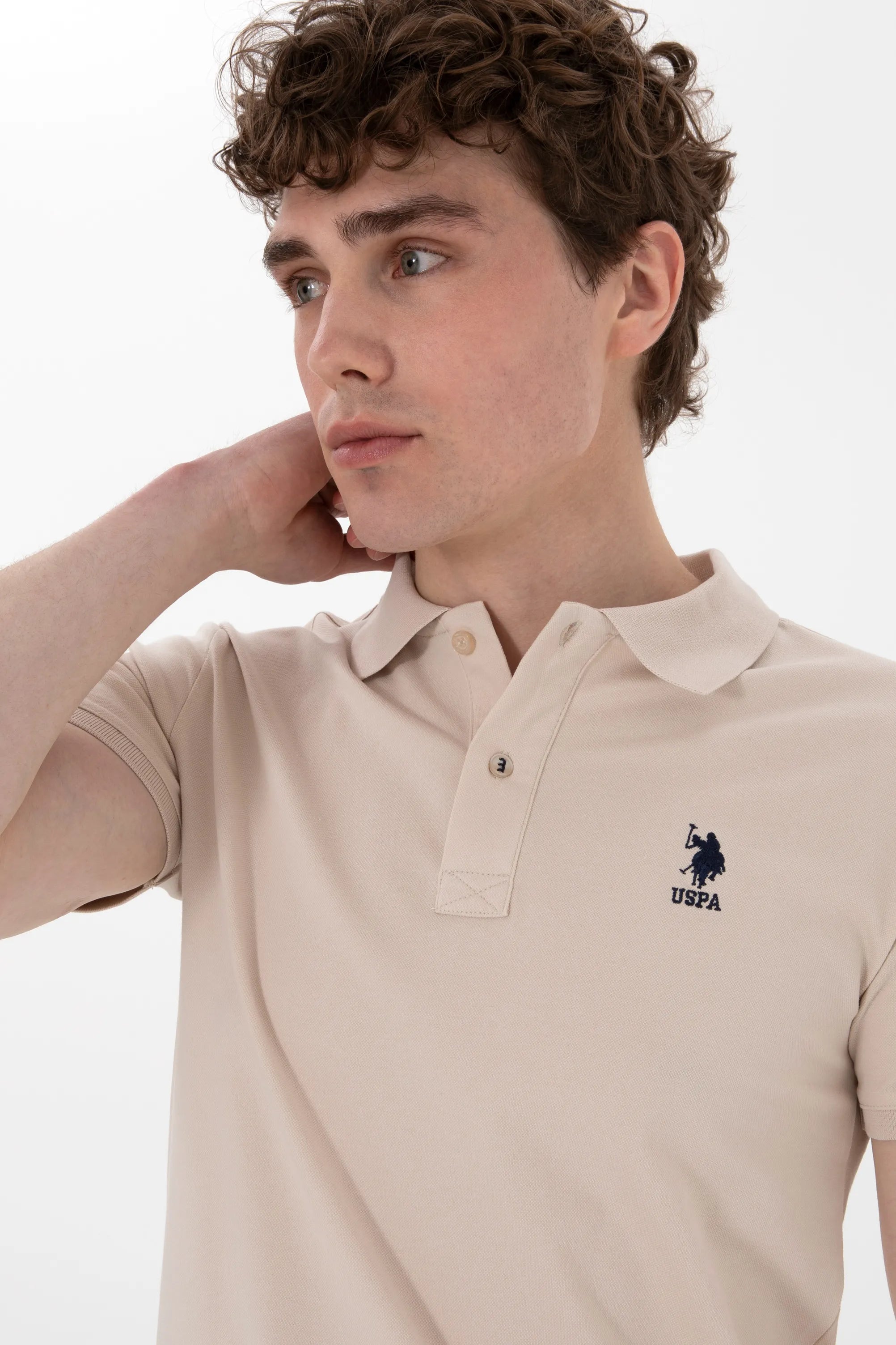 U.S. Polo Assn. Beige Men Stone Slim Fit Polo Shirt SKU: G081SZ0110 2084040_VR049 Image 02