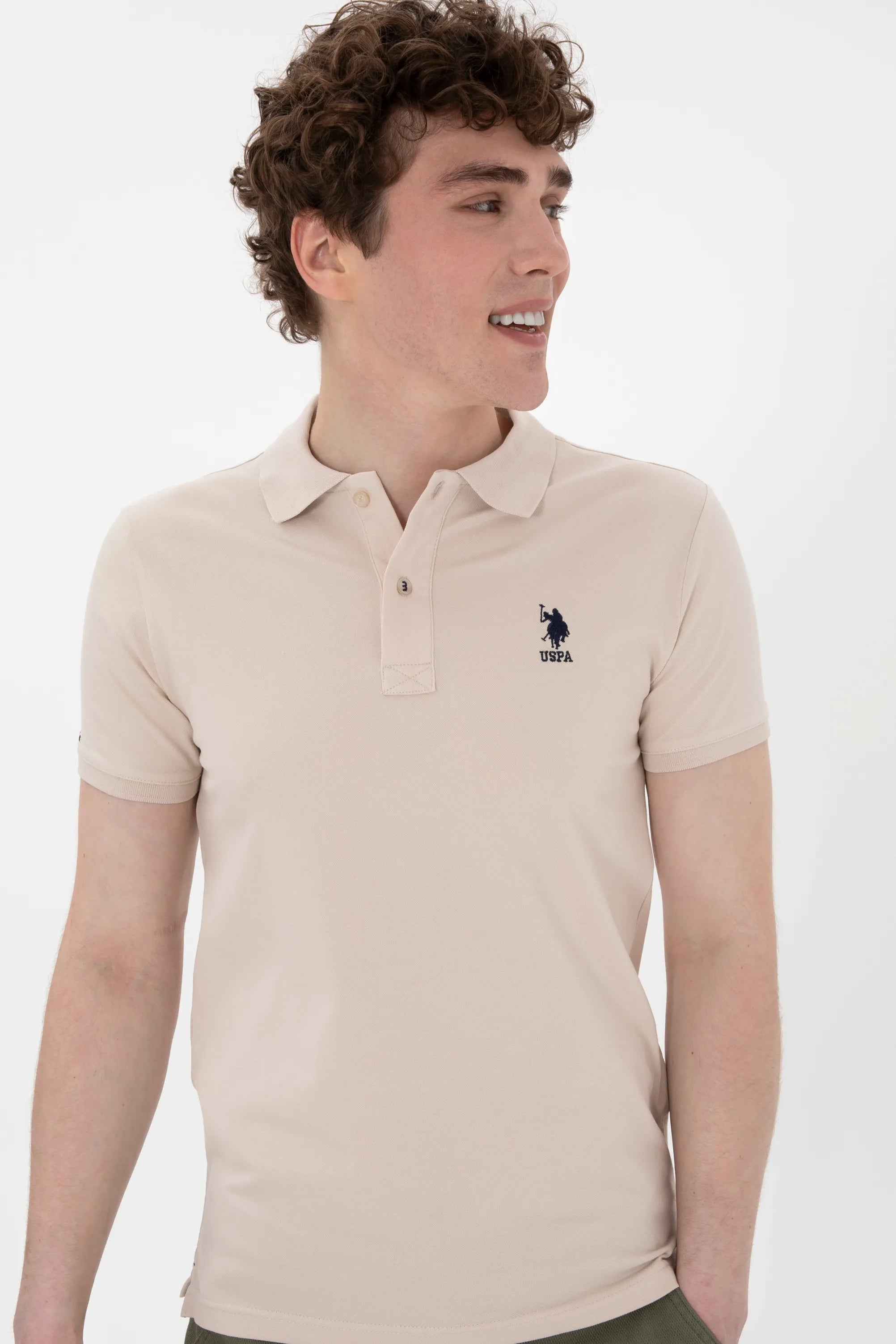 U.S. Polo Assn. Beige Men Stone Slim Fit Polo Shirt SKU: G081SZ0110 2084040_VR049 Image 03