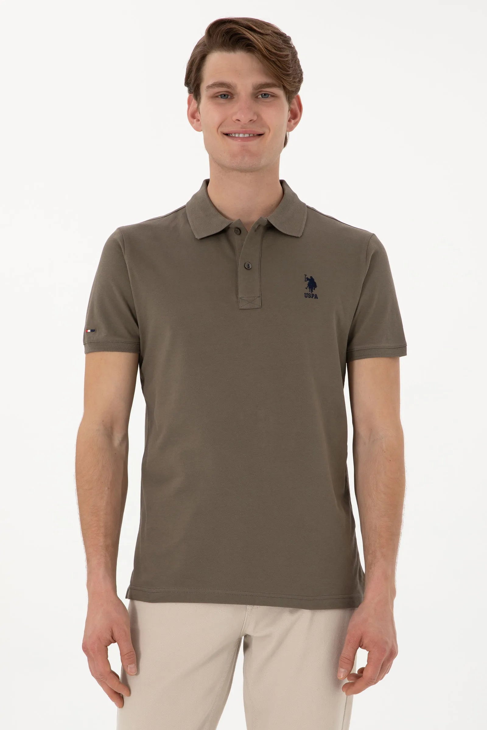 U.S. Polo Assn. Grey Men Vison Slim Fit Polo Shirt SKU: G081SZ0110 2084040_VR052 Image 01