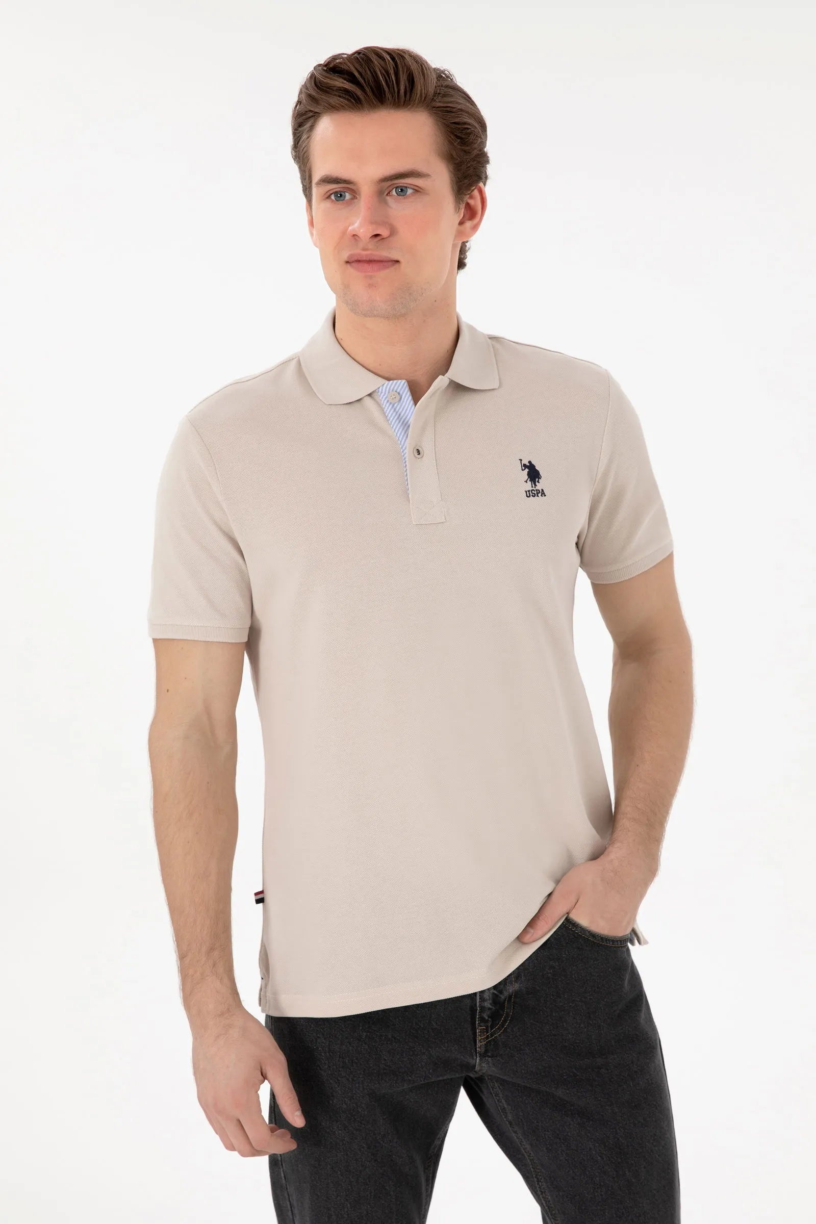 U.S. Polo Assn. Stone Men Stone Regular Fit Polo Shirt SKU: G081SZ0110 2084243_VR049 Image 01