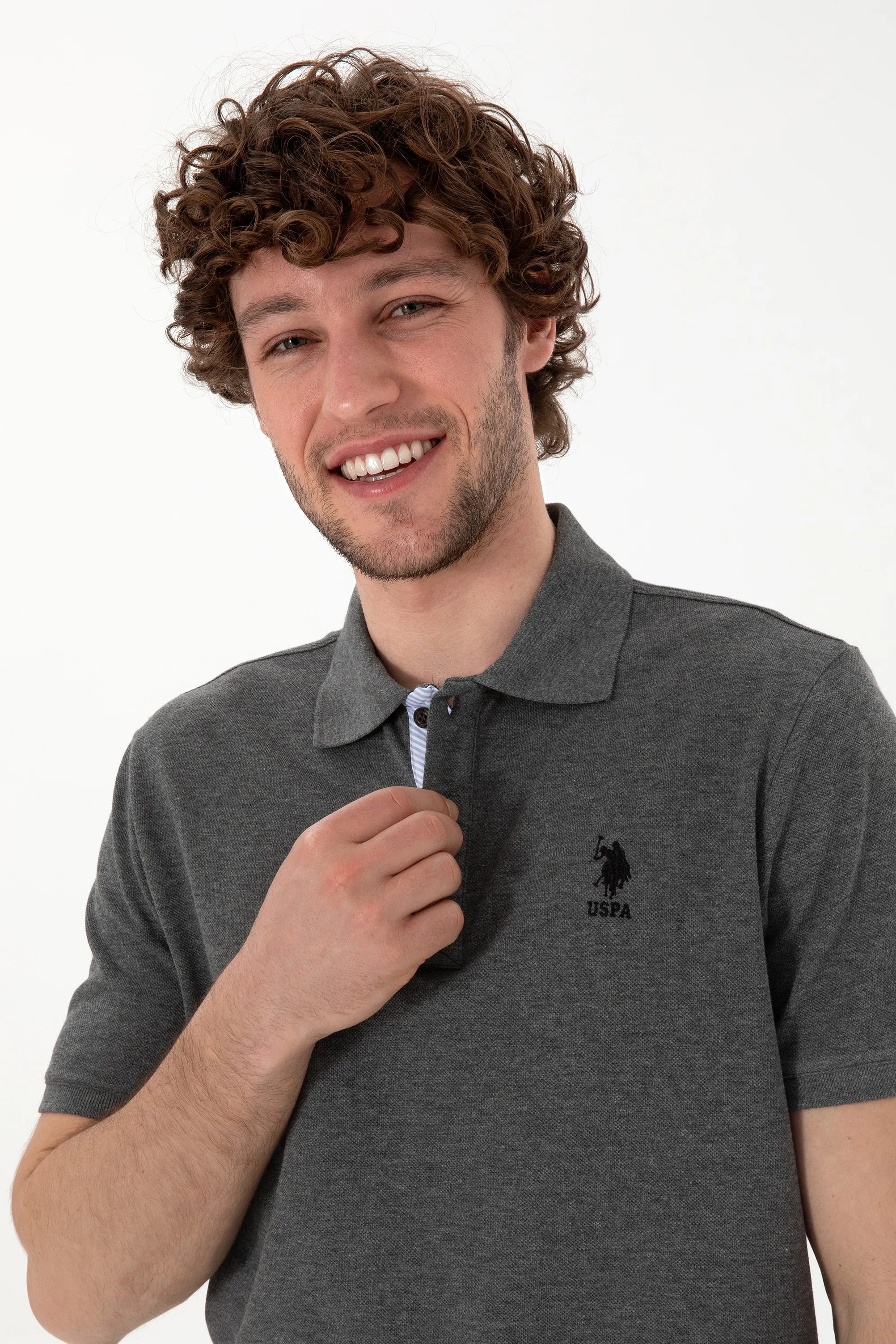U.S. Polo Assn. Antrasit Melanj Men Antrasit Melanj Regular Fit Polo Shirt SKU: G081SZ0110 2084243_VR081 Image 02