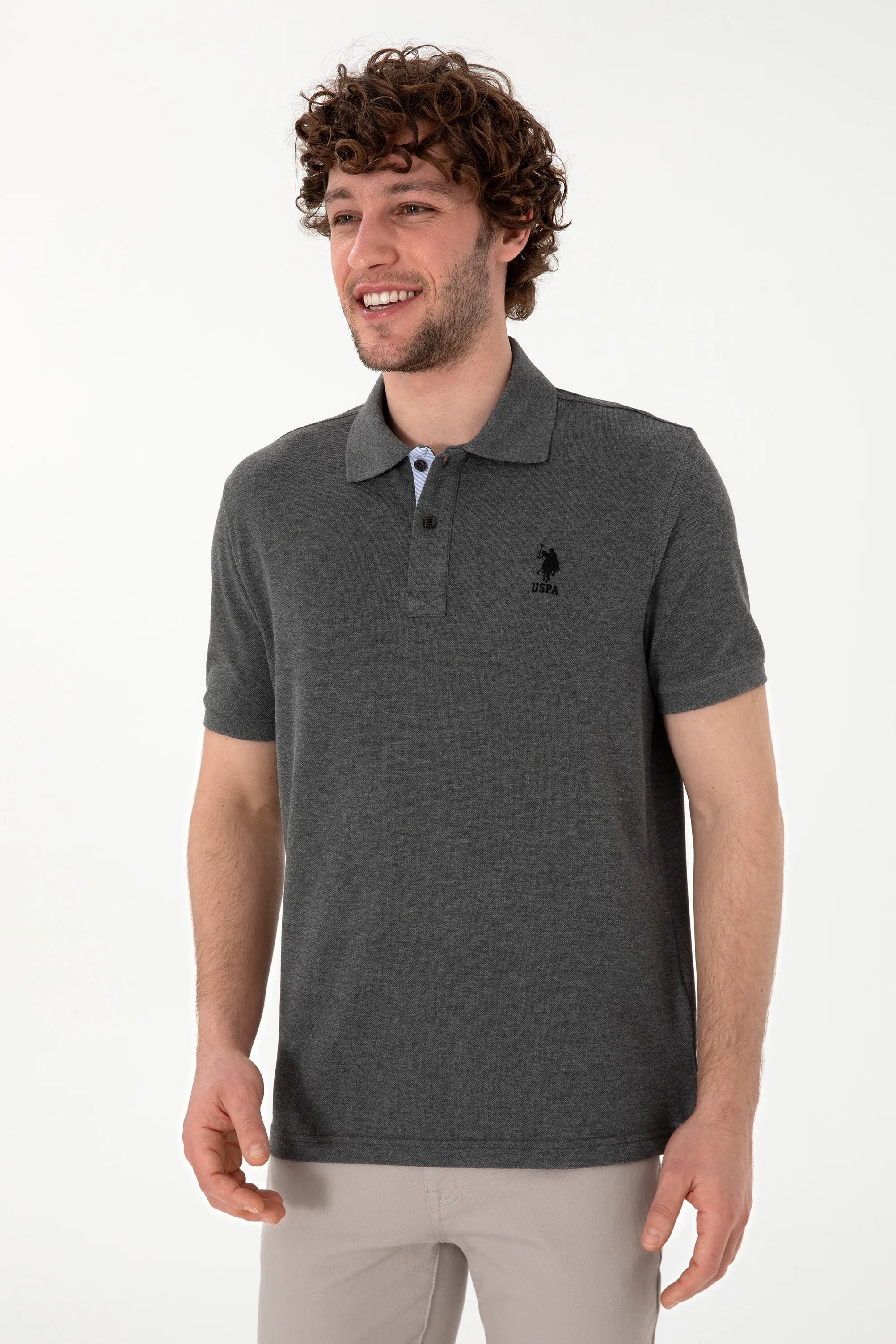 U.S. Polo Assn. Antrasit Melanj Men Antrasit Melanj Regular Fit Polo Shirt SKU: G081SZ0110 2084243_VR081 Image 03