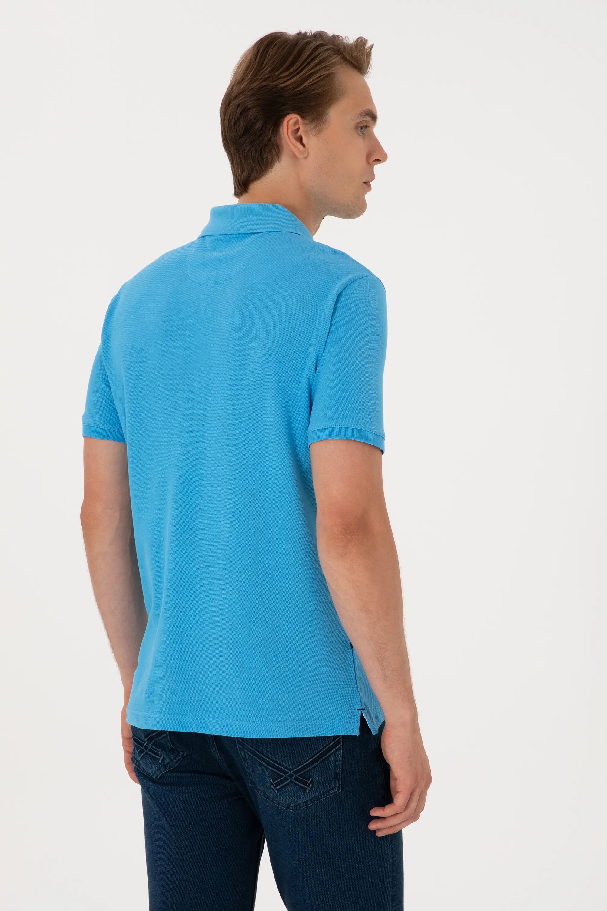 U.S. Polo Assn. Light Blue Men Light Blue Regular Fit Polo Shirt SKU: G081SZ0110 2084243_VR093 Image 05