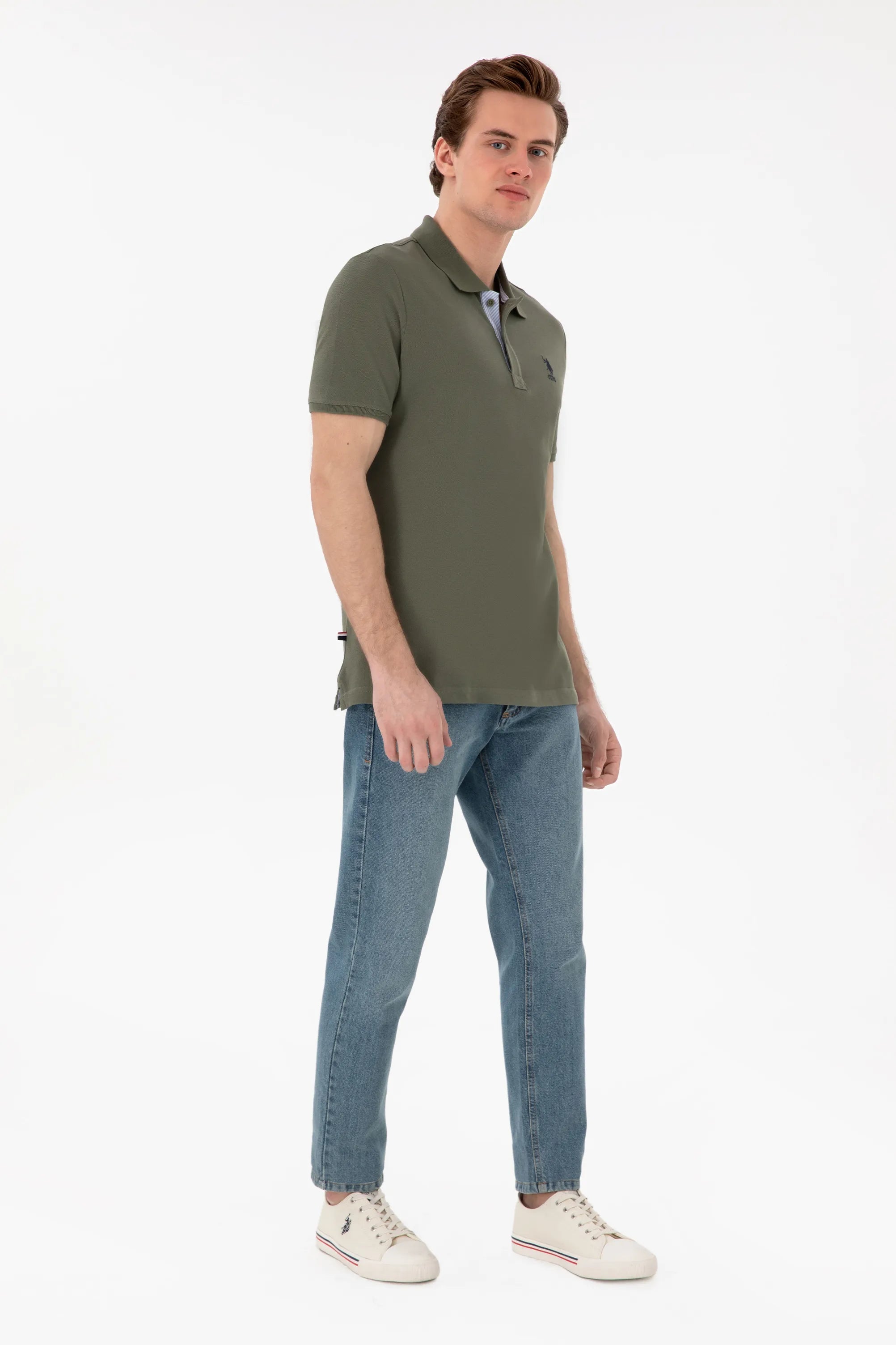 U.S. Polo Assn. Dark Khaki Men Dark Khaki Regular Fit Polo Shirt SKU: G081SZ0110 2084243_VR111 Image 04