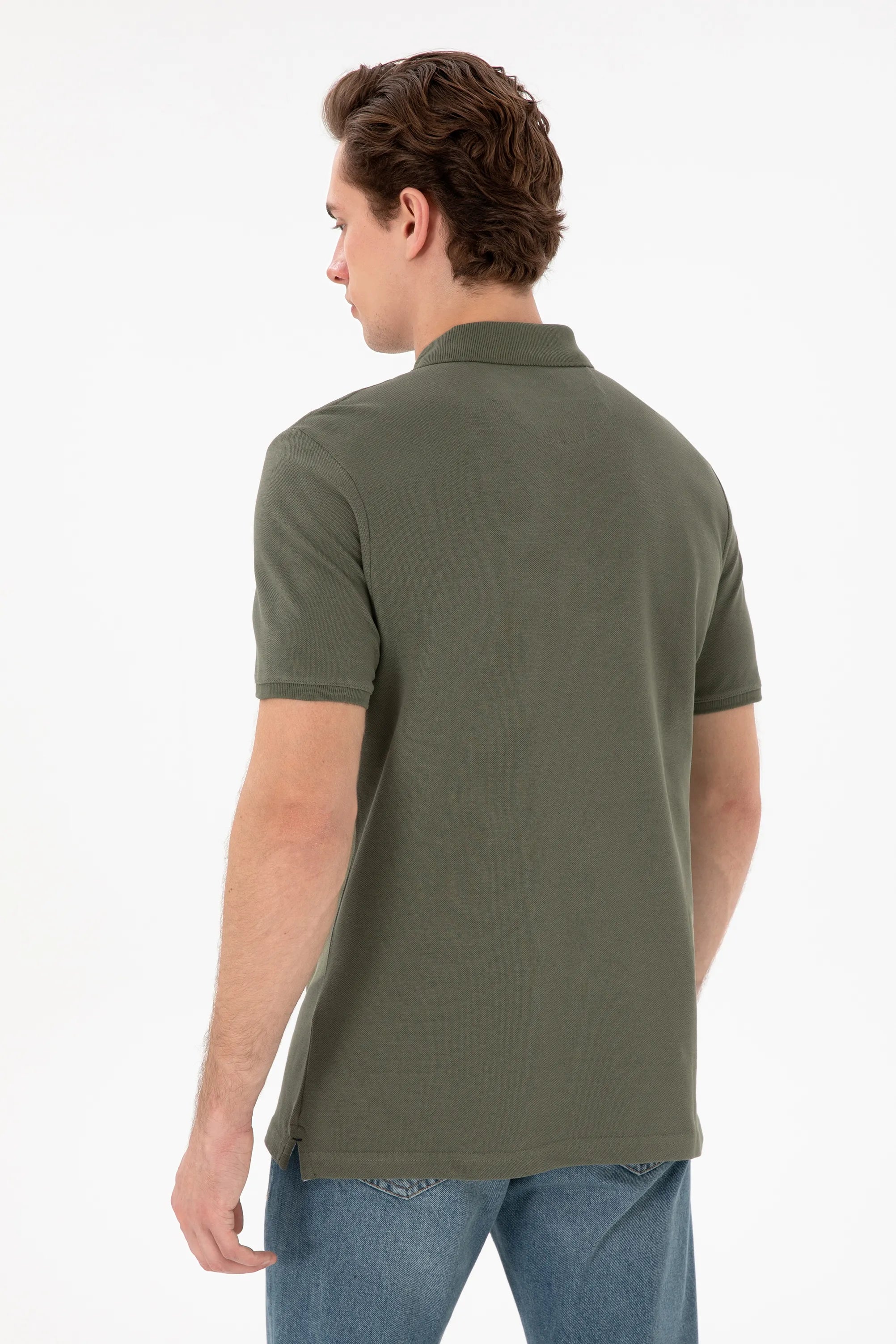 U.S. Polo Assn. Dark Khaki Men Dark Khaki Regular Fit Polo Shirt SKU: G081SZ0110 2084243_VR111 Image 05
