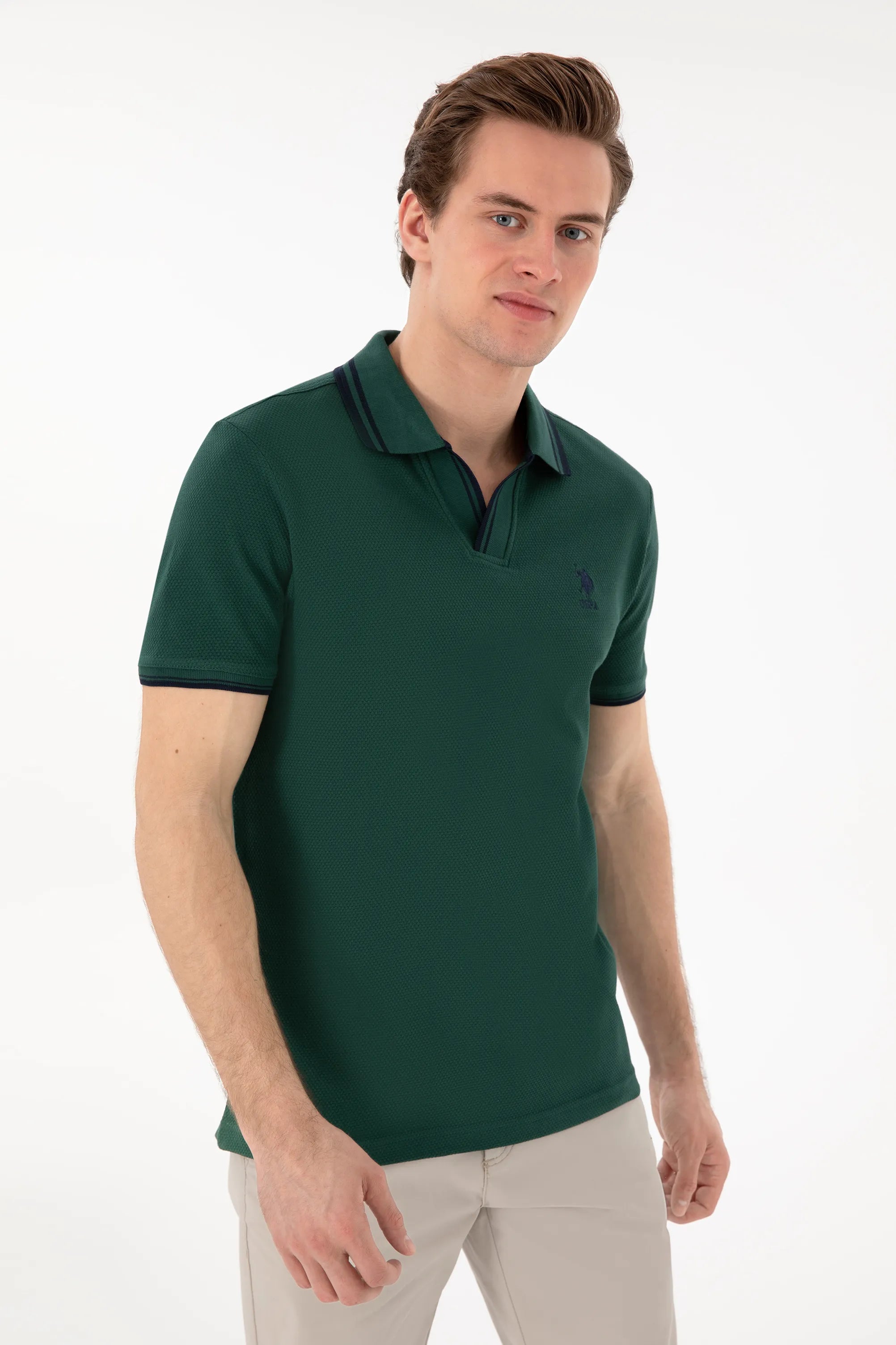 U.S. Polo Assn. Green Men Dark Green Slim Fit Polo Shirt SKU: G081SZ0110 2085130_VR079 Image 03