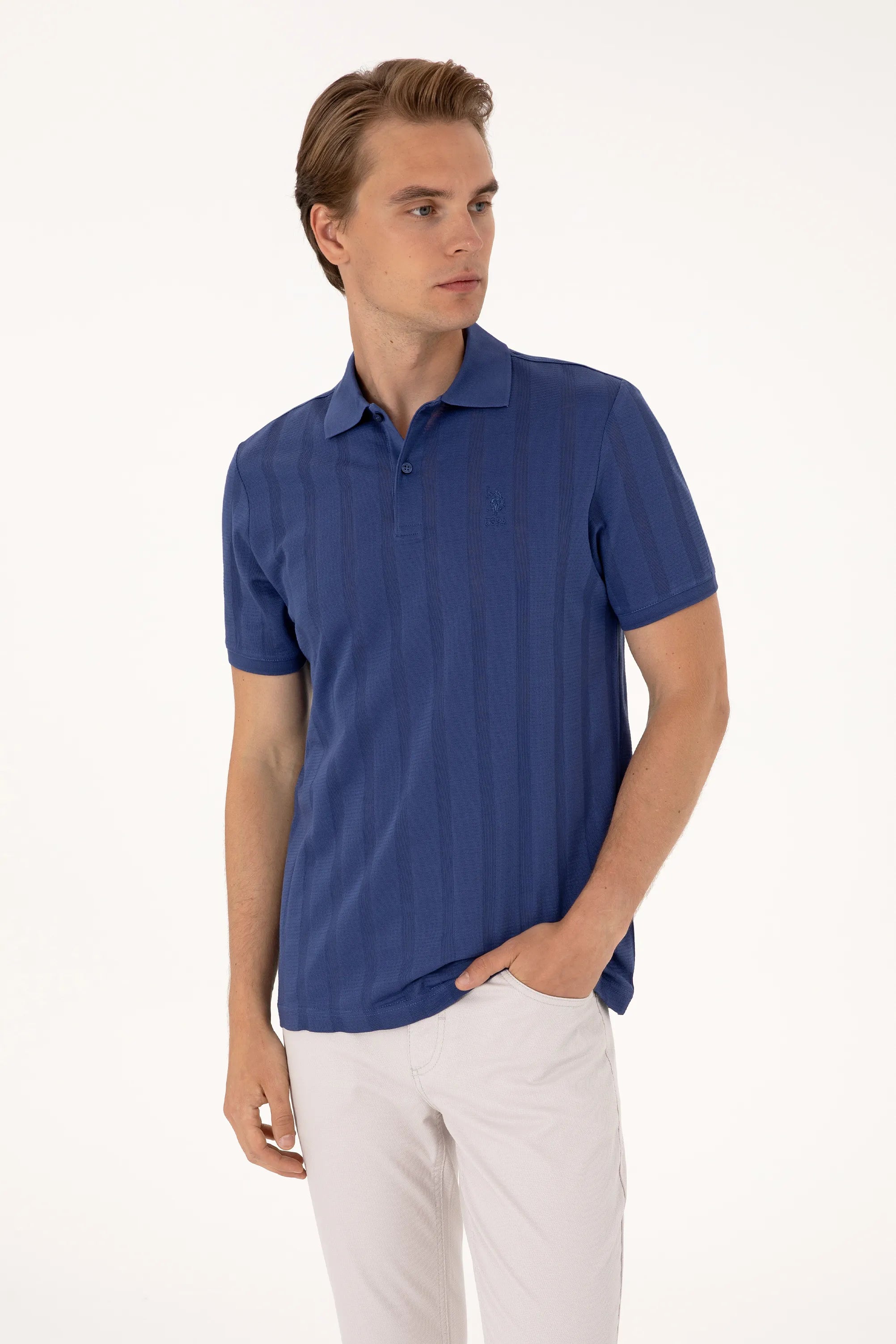 U.S. Polo Assn. Blue Men Light Navy Regular Fit Polo Shirt SKU: G081SZ0110 2105068_VR059 Image 03