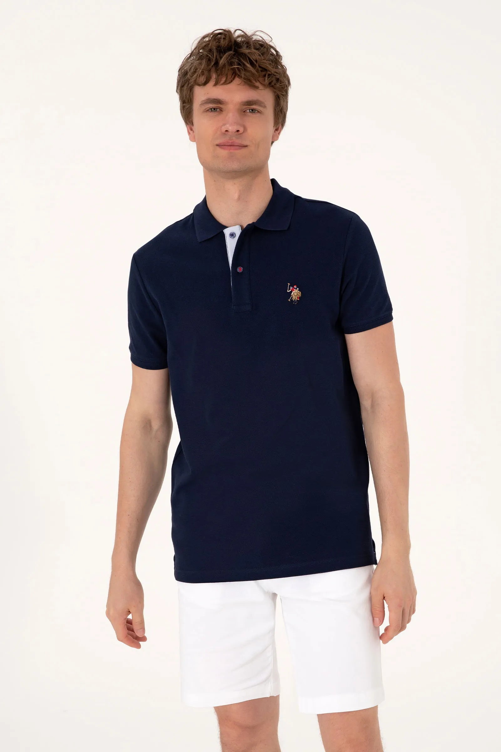 U.S. Polo Assn. Navy Blue Men Navy Blue Slim Fit Polo Shirt SKU: G081SZ0110 2252503_VR033 Image 01