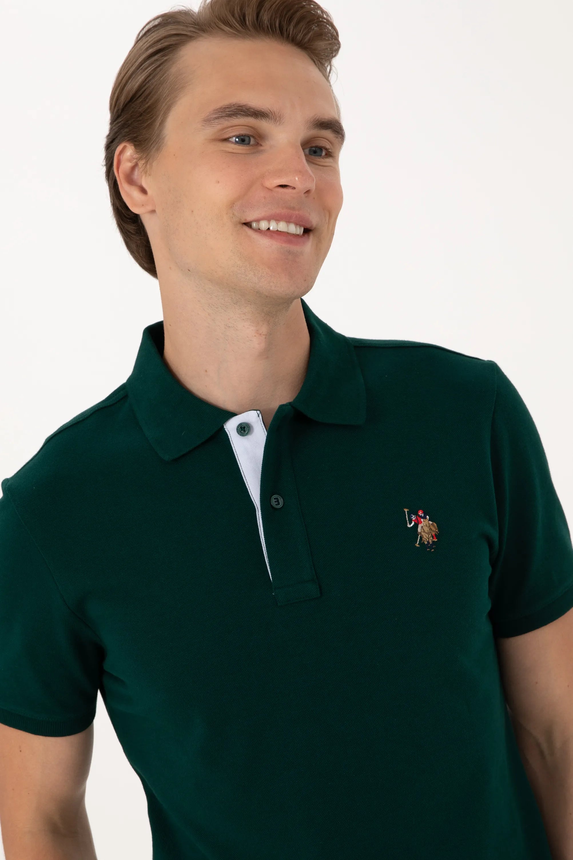 U.S. Polo Assn. Dark Green Men Dark Green Slim Fit Polo Shirt SKU: G081SZ0110 2252503_VR079 Image 02