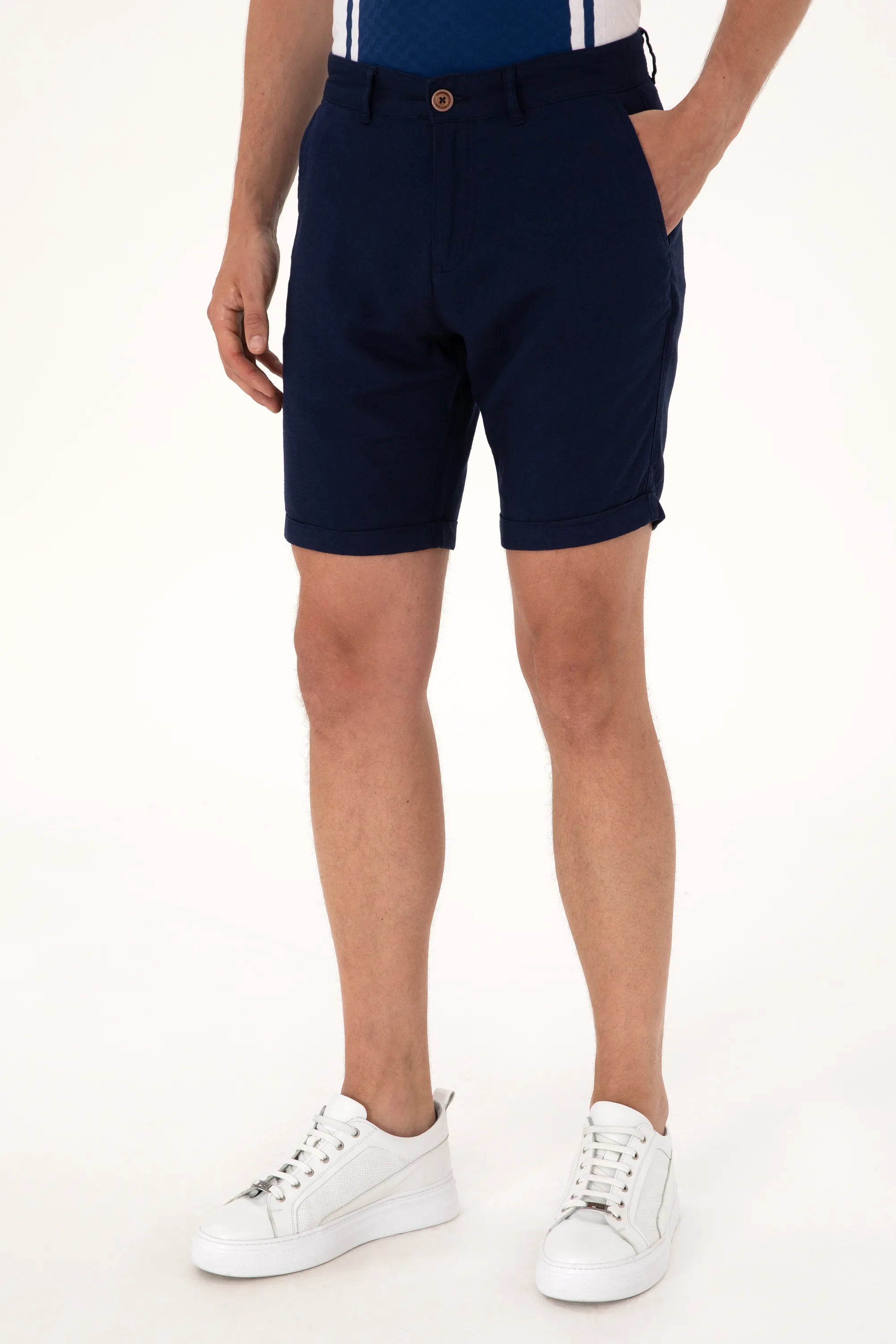 U.S. Polo Assn. Navy Blue Men Navy Blue Woven Bermuda Capri SKU: G081SZ0310 2108272_VR033 Image 02