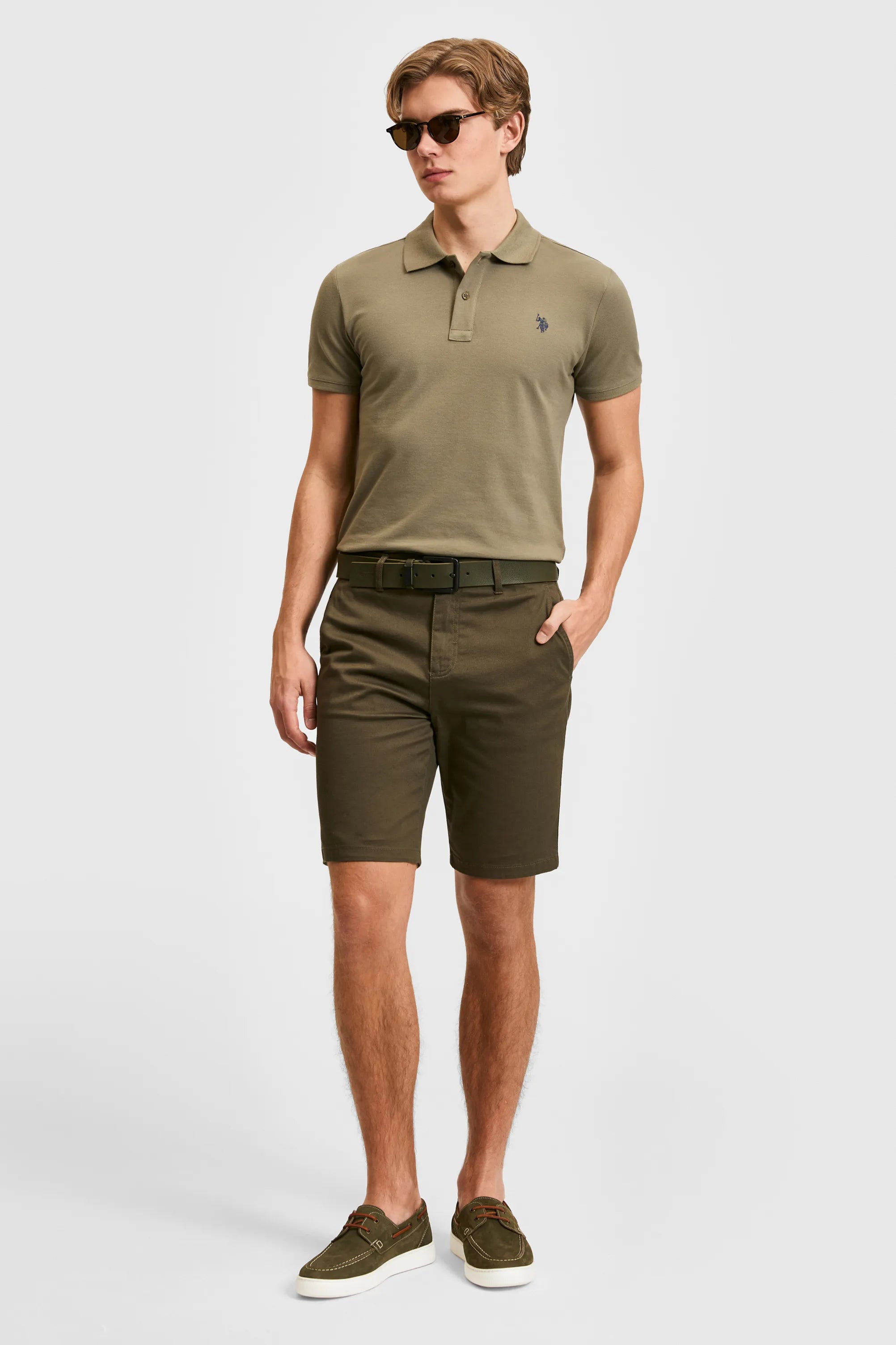U.S. Polo Assn. Dark Khaki Men Dark Khaki Woven Bermuda Capri SKU: G081SZ0310 PU-8795_VR111 Image 03