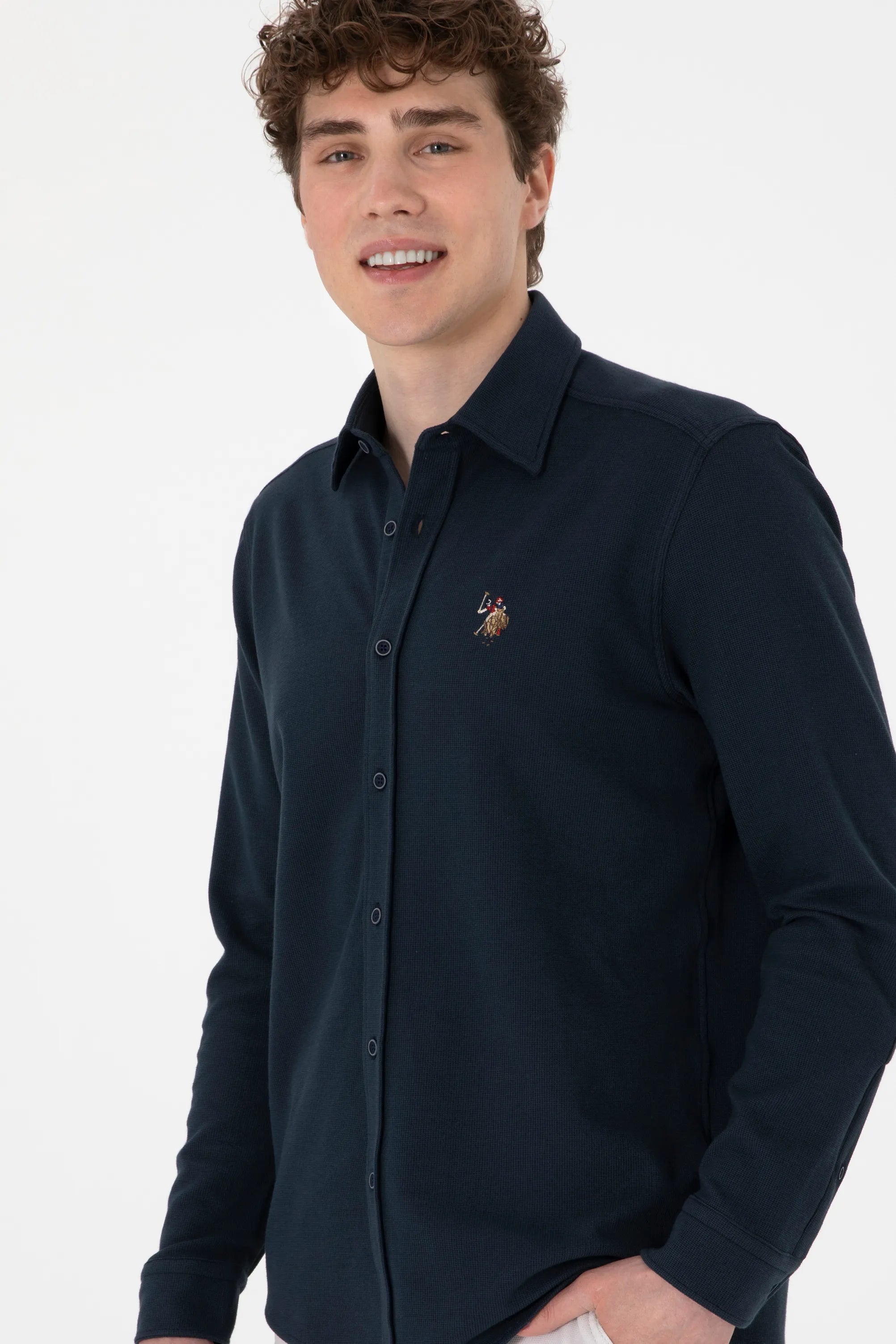 U.S. Polo Assn. Navy Blue Men Navy Blue Knitting Shirt SKU: G081SZ0OG0 2107809_VR033 Image 03
