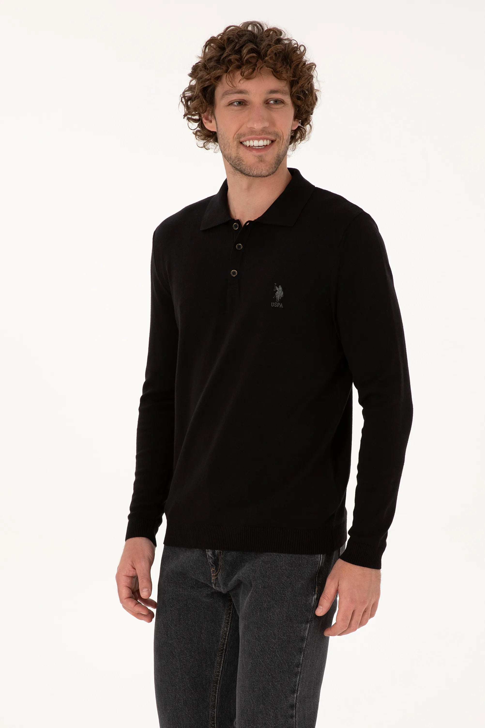 U.S. Polo Assn._Black_Black Long Sleeve Polo Shirt_G081SZ0TK0 2227111_VR046_03