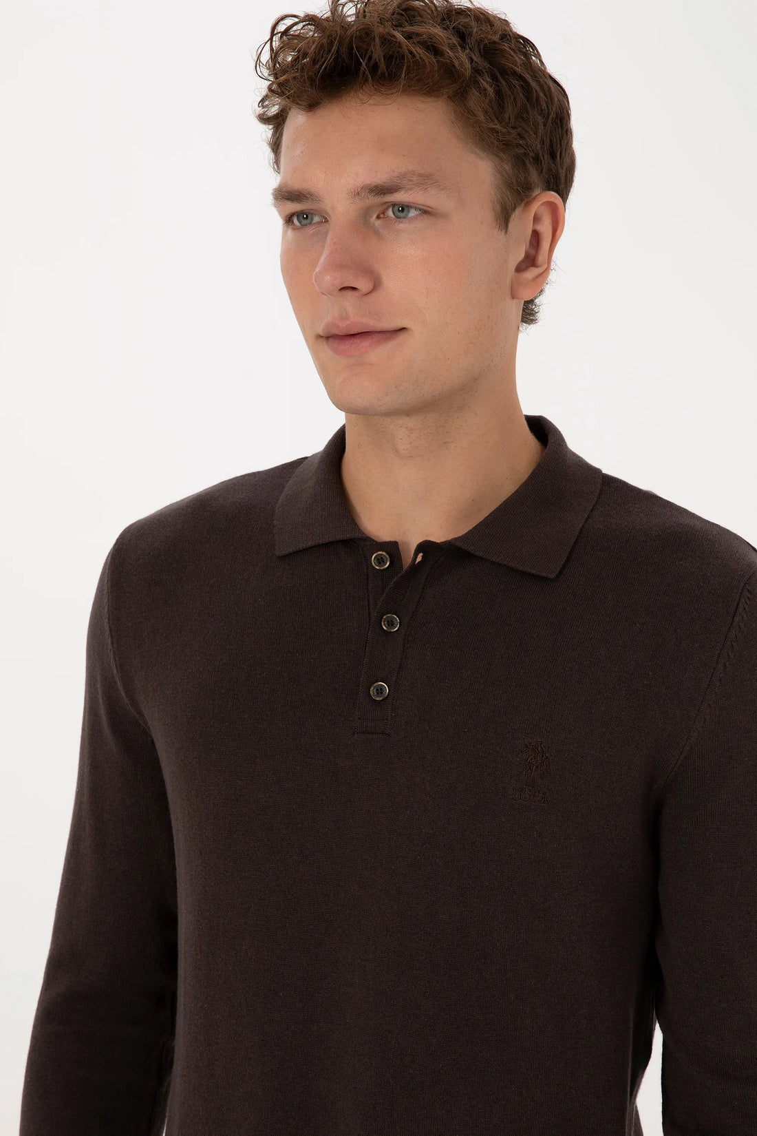 U.S. Polo Assn._Dark Brown_Dark Brown Long Sleeve Polo Shirt_G081SZ0TK0 2227111_VR084_02