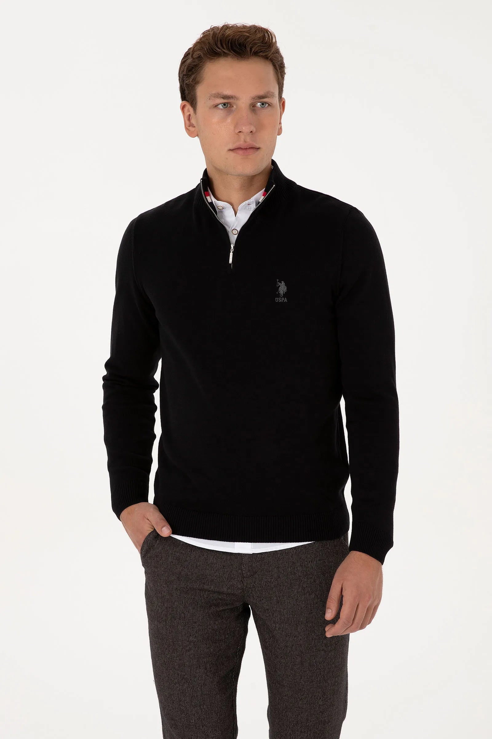 U.S. Polo Assn._Black_Black Pullover With Zipper_G081SZ0TK0 2334906_VR046_01