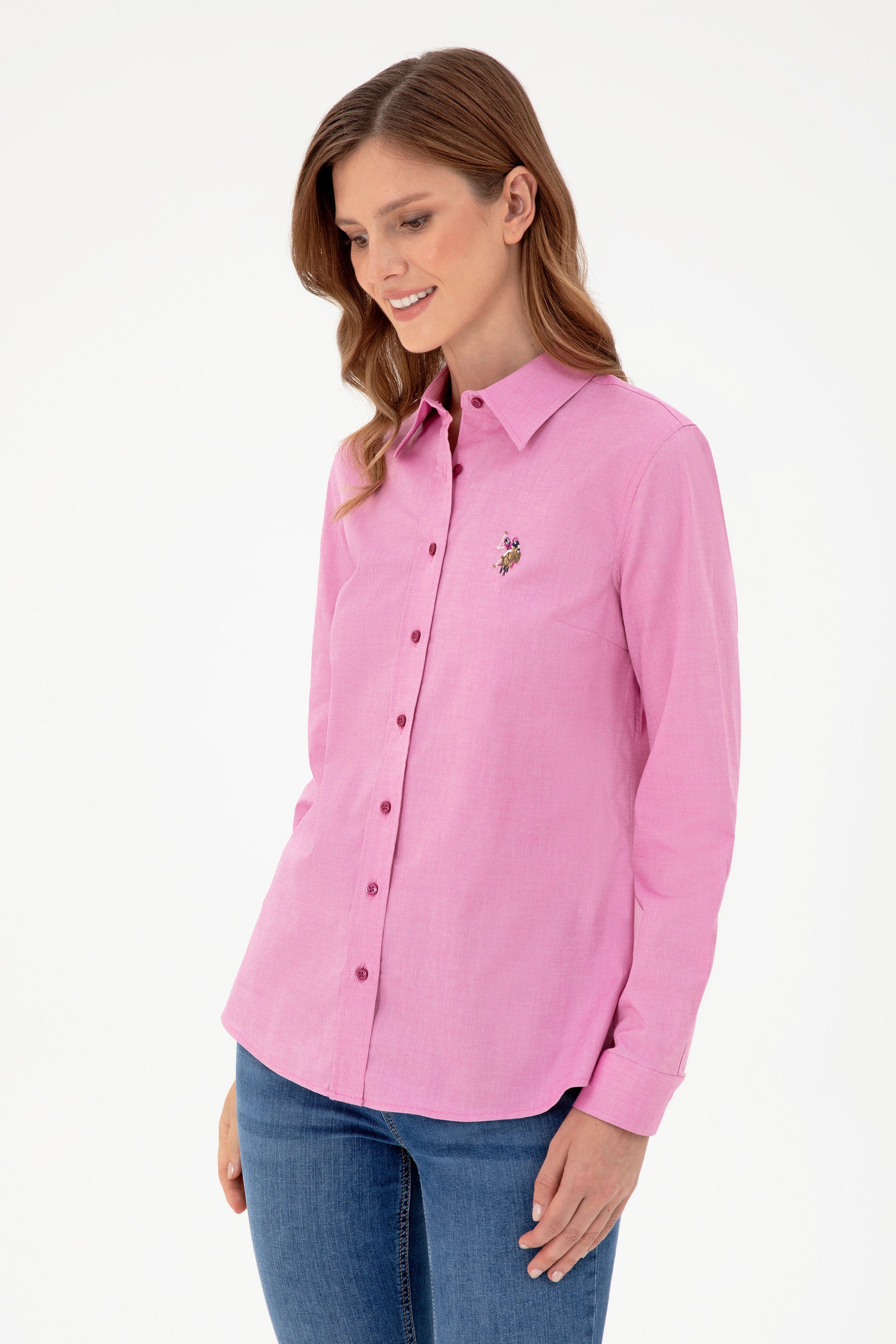 Pink Woven Shirt Button Down_G082SZ0040 1961294_VR023_03