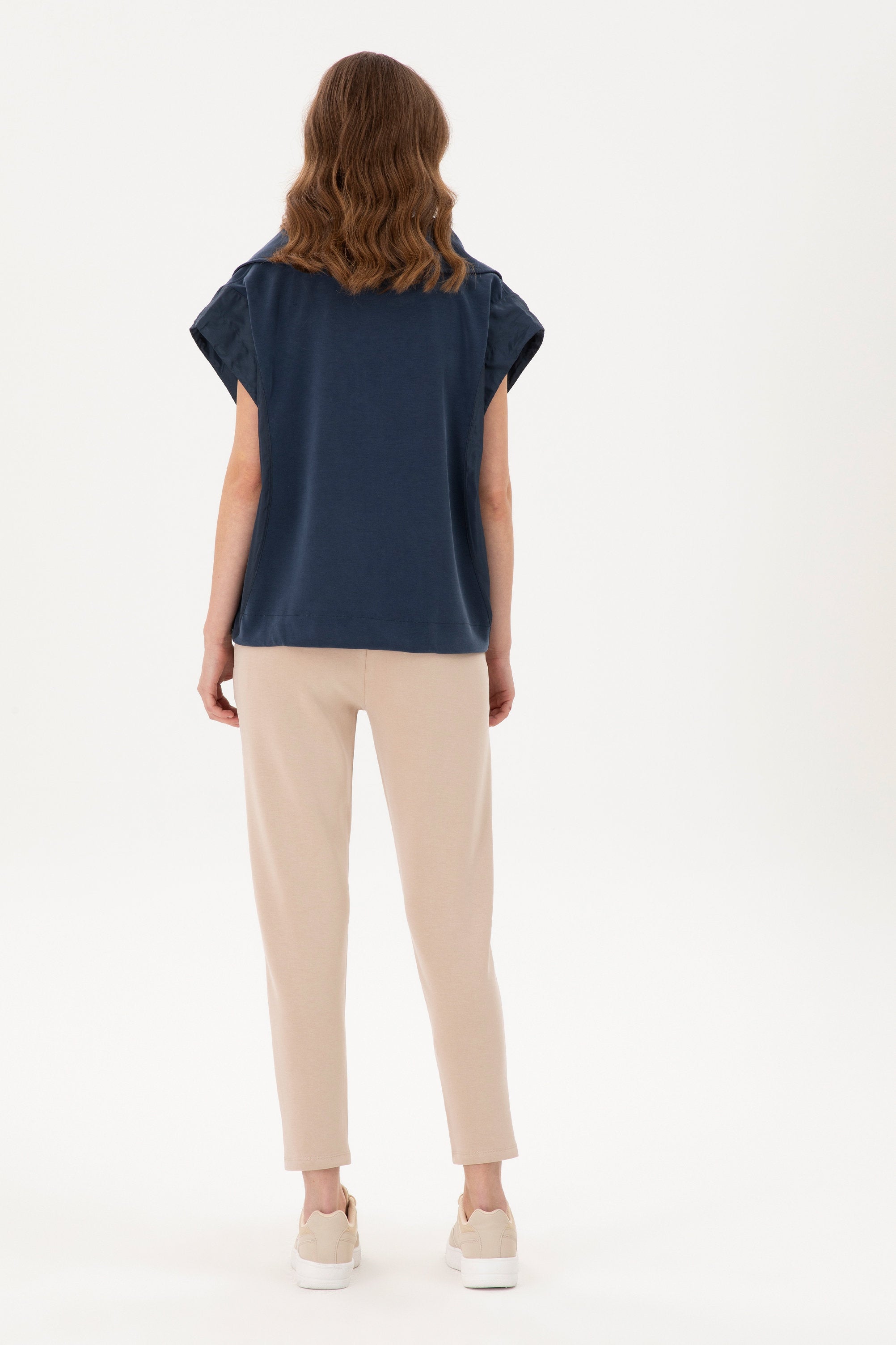 Beige High Waist Sweatpants with Drawstrings - BEVAVA