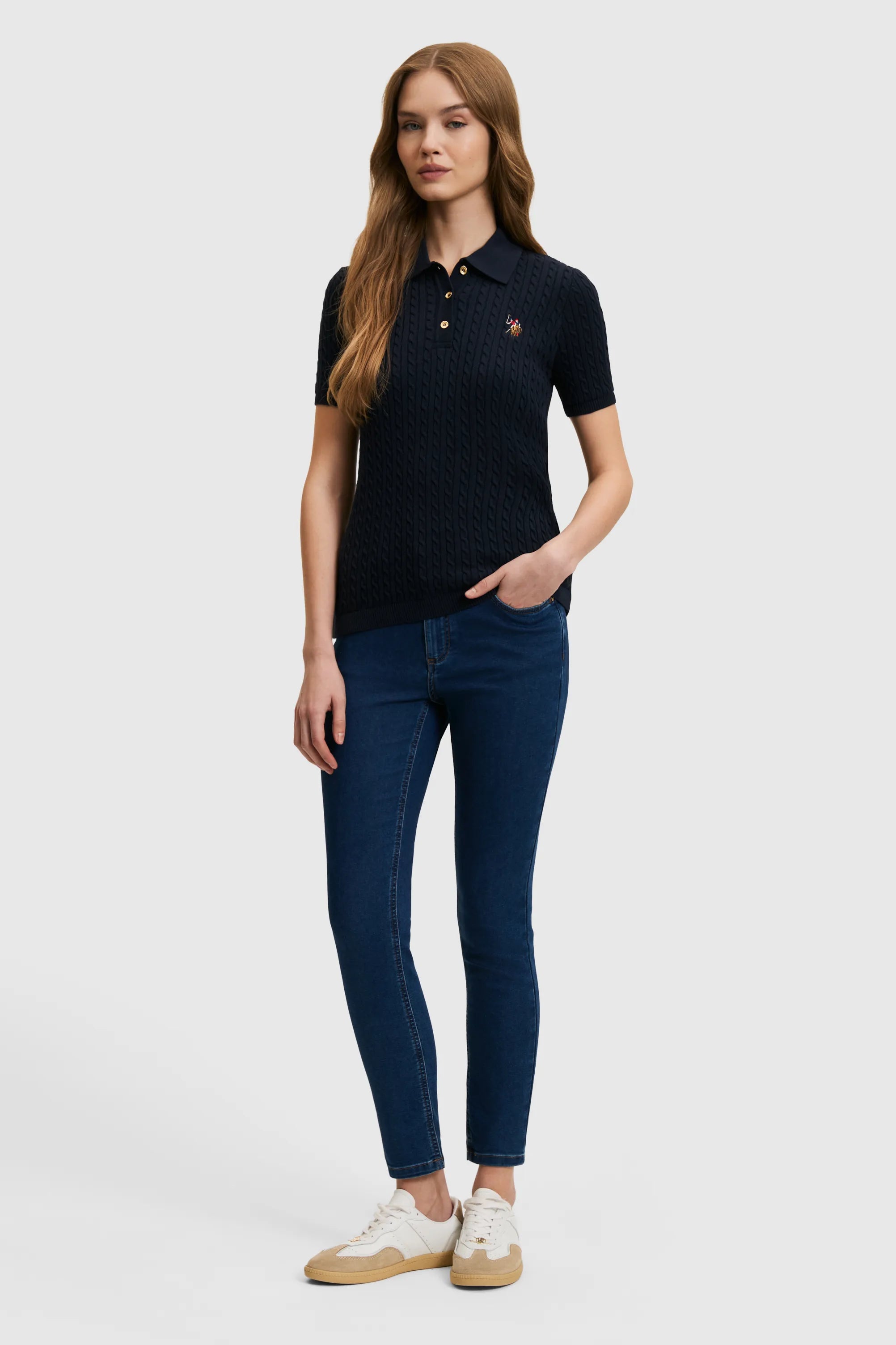 U.S. Polo Assn. Navy Blue Women Navy Blue Polo Shirt SKU: G082SZ0TK0 PU-9103_VR033 Image 04