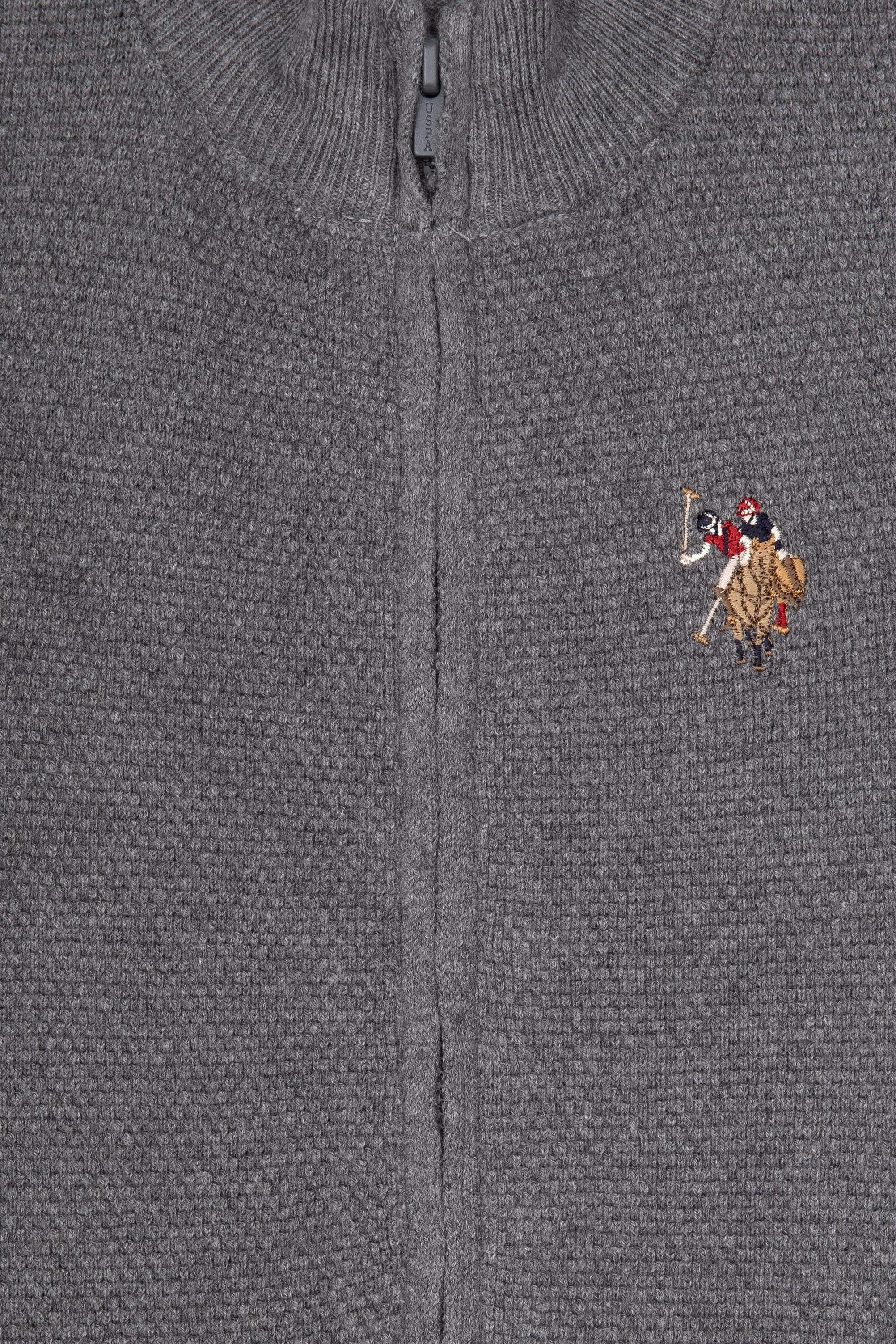 U.S. Polo Assn._Grey Melange_Grey Melange Zip Up Cardigan_G083SZ0TH0 2255674_VR086_03
