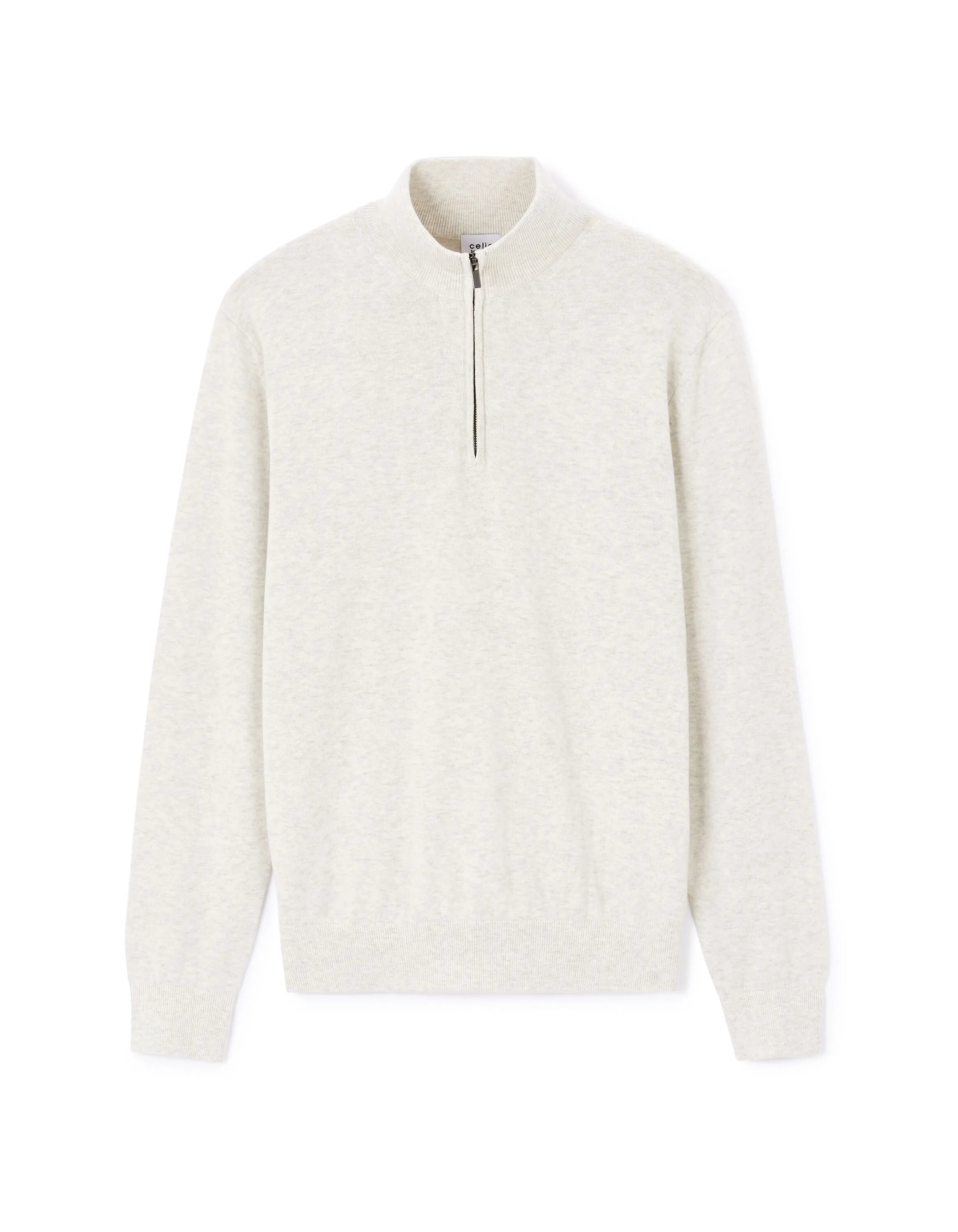 Celio_Off White Mel_100% Cotton Trucker Neck Sweater_GECOTONT_OFF WHITE MEL_04
