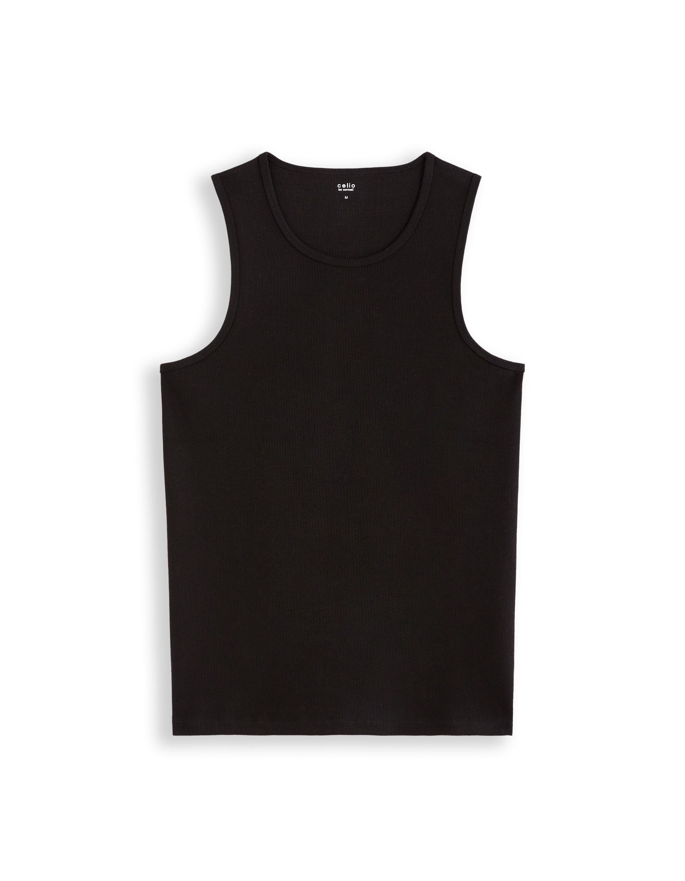 Celio_Stretch Cotton Crew Neck Tank Top - Black_GEDABO_BLACK_03
