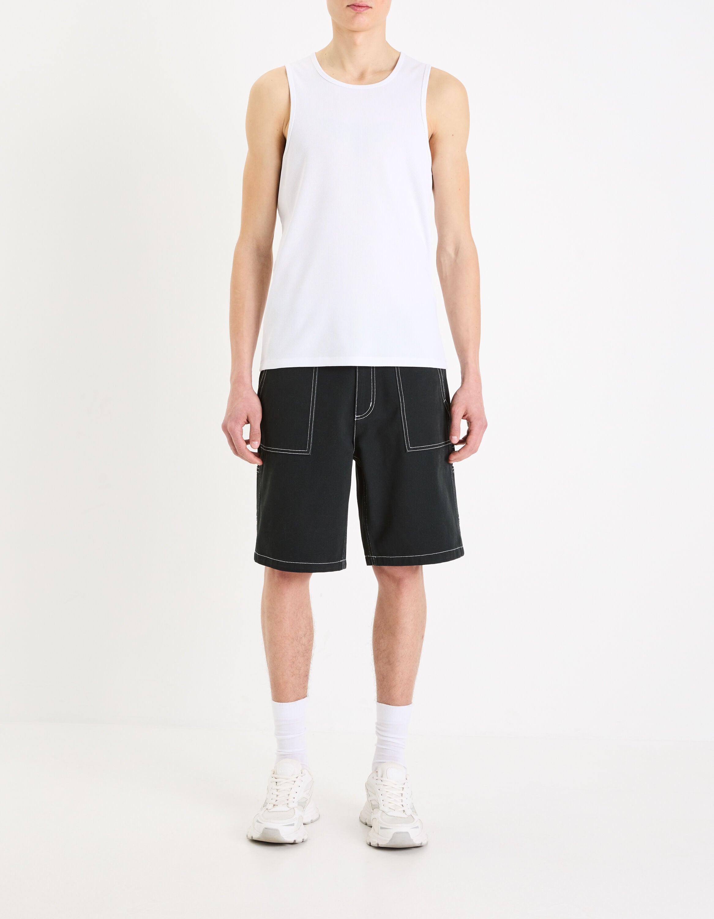 Celio_Stretch Cotton Round Neck Tank Top - White_GEDABO_OPTICAL WHITE_02