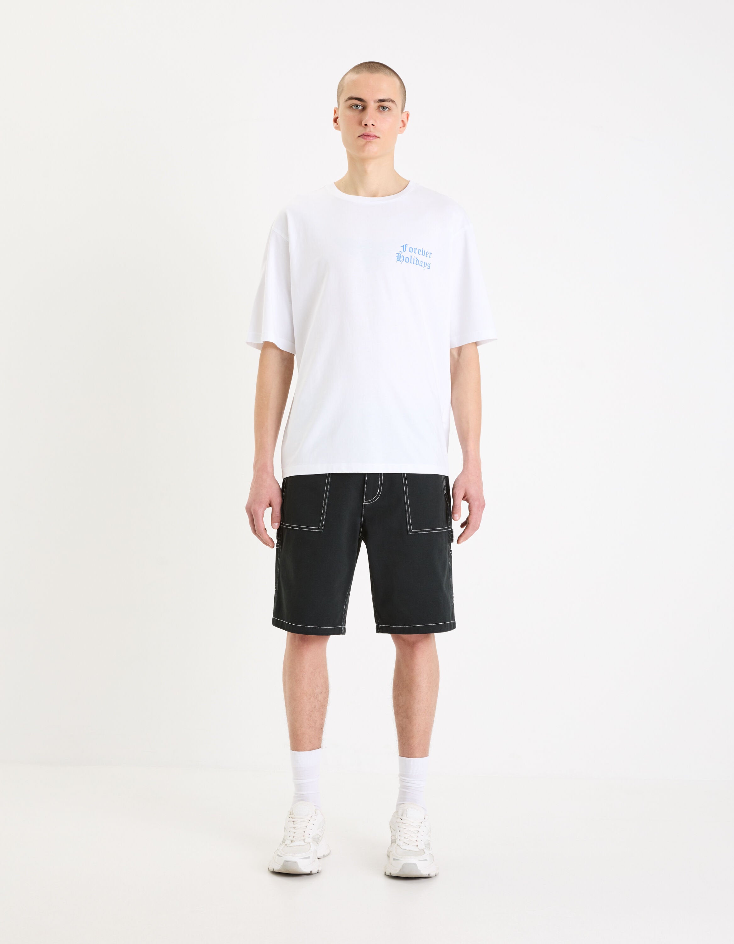 Oversized Round-Neck Cotton T-Shirt - White_GEGOTH_OPTICAL WHITE_05
