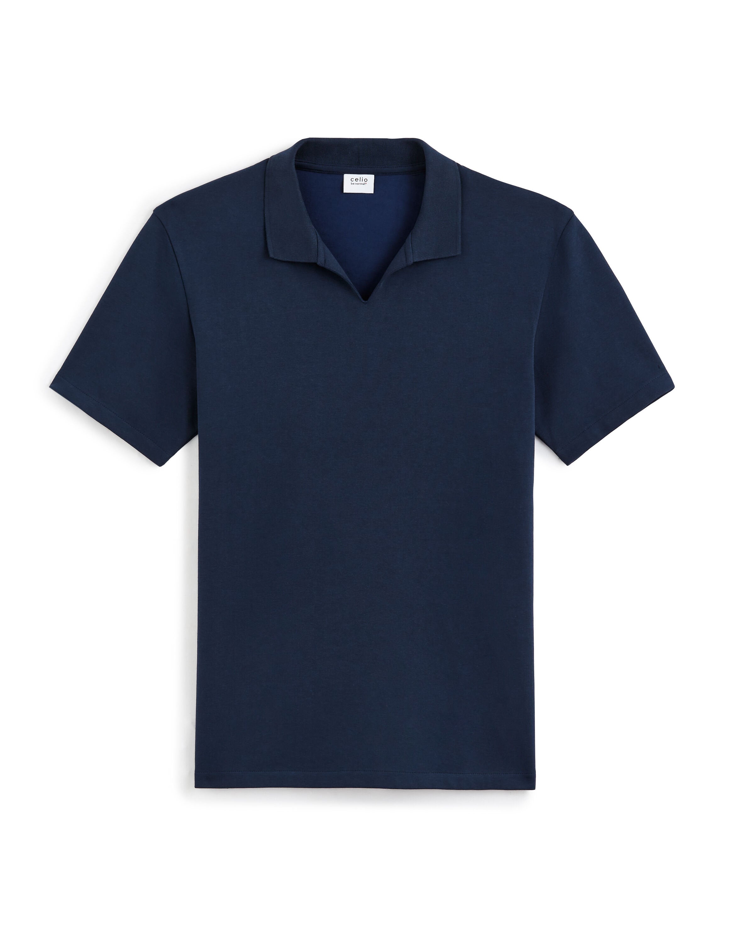 Celio_Navy Regular Polo Shirt Cuban Collar in Cotton Blend_GEHAIR_NAVY_04