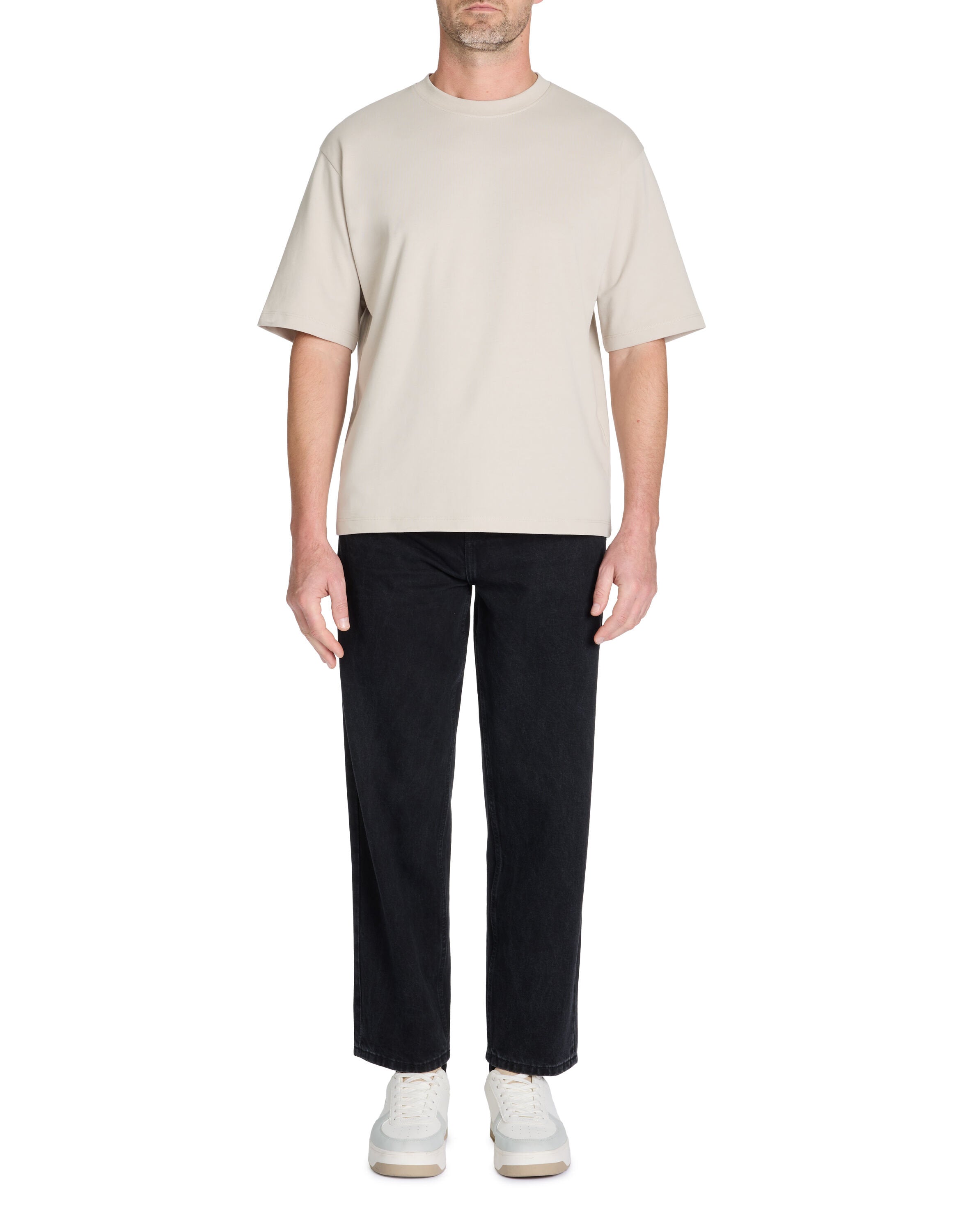 Celio_Oversized Crew Neck Cotton Blend T-Shirt - Beige_GEHEM_SAND_01