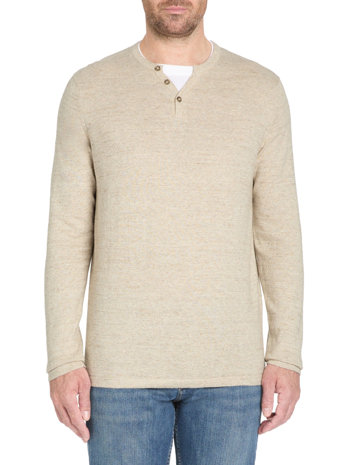Celio_Beige Tunisian Collar Sweater Mixed Cotton_GELANO_BEIGE MEL_01