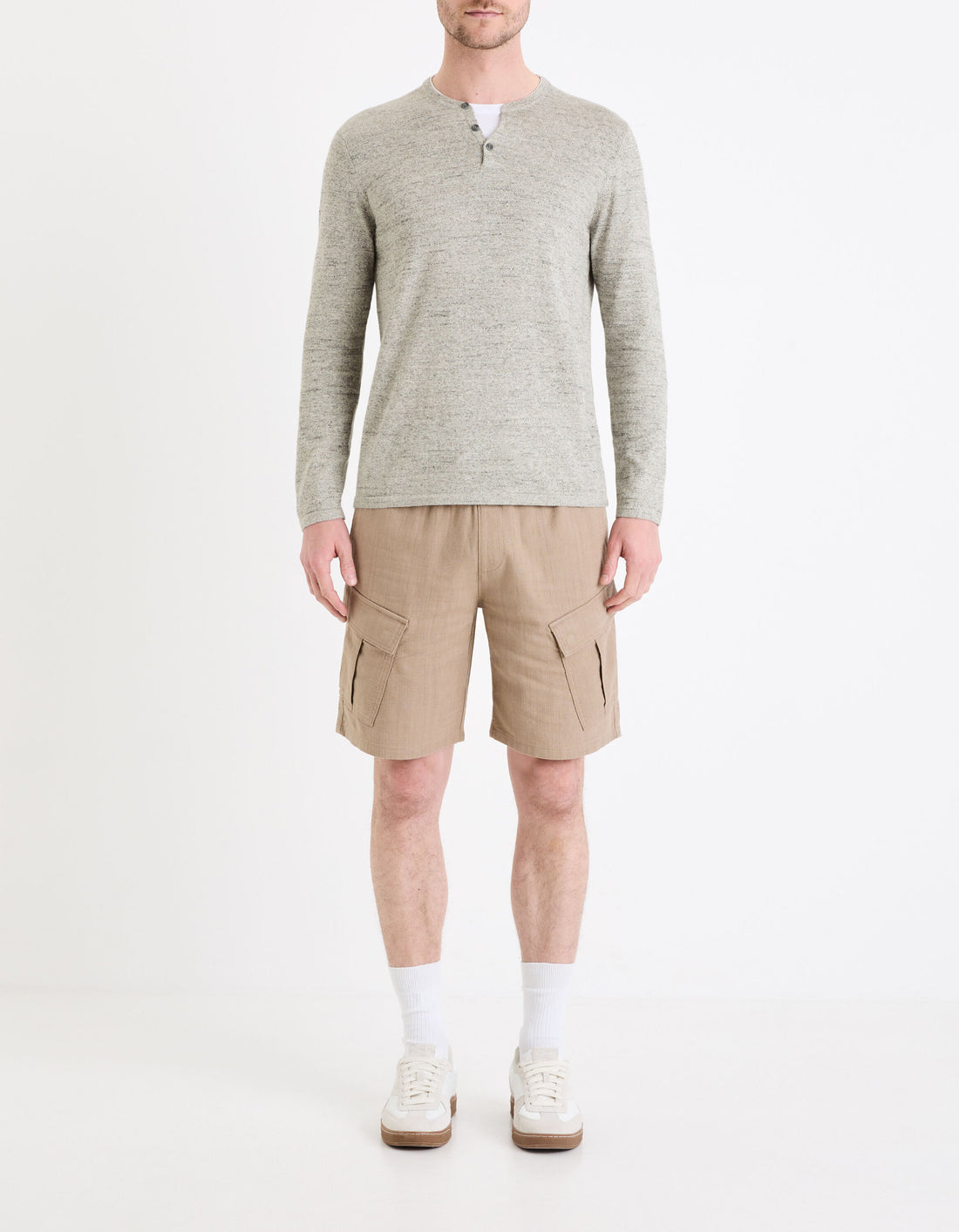 Celio_Grey Tunisian Collar Sweater Mixed Cotton_GELANO_GREY MEL_02