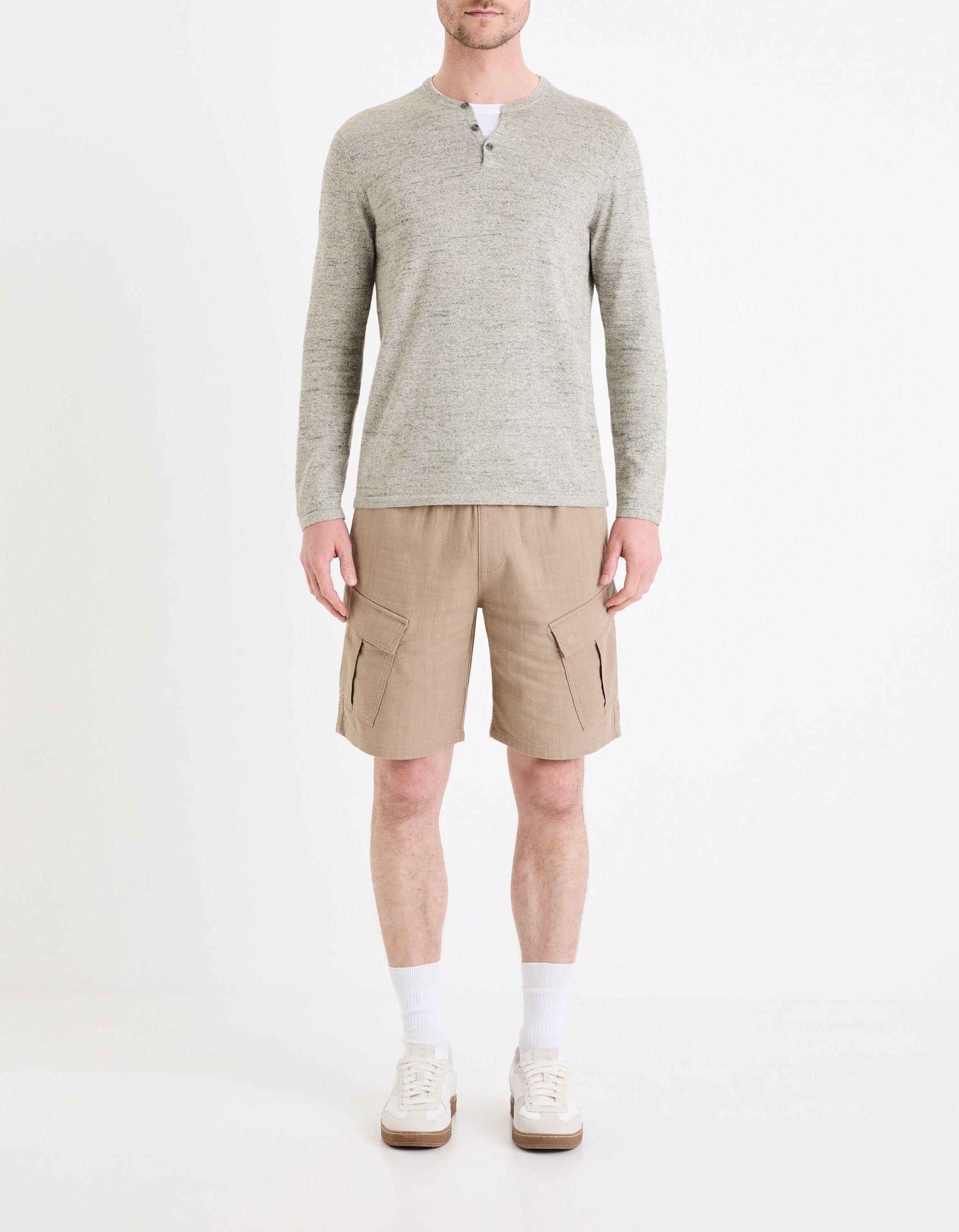 Celio_Grey Tunisian Collar Sweater Mixed Cotton_GELANO_GREY MEL_02