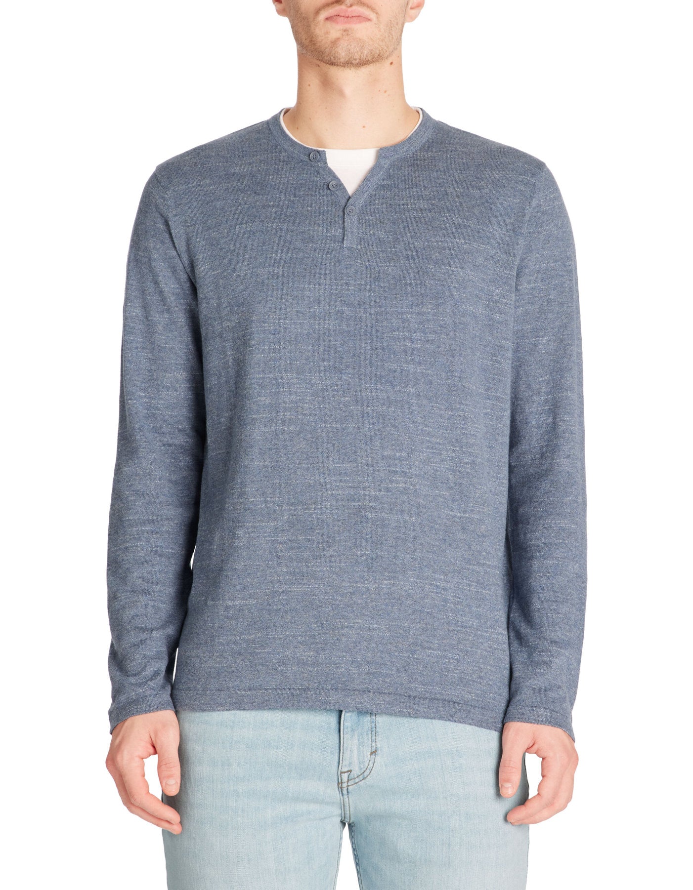 Celio_Blue Tunisian Collar Sweater Mixed Cotton_GELANO_PEACOCK BLUE_01