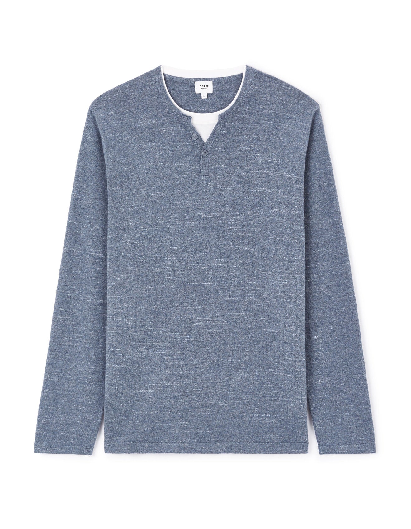 Celio_Blue Tunisian Collar Sweater Mixed Cotton_GELANO_PEACOCK BLUE_04