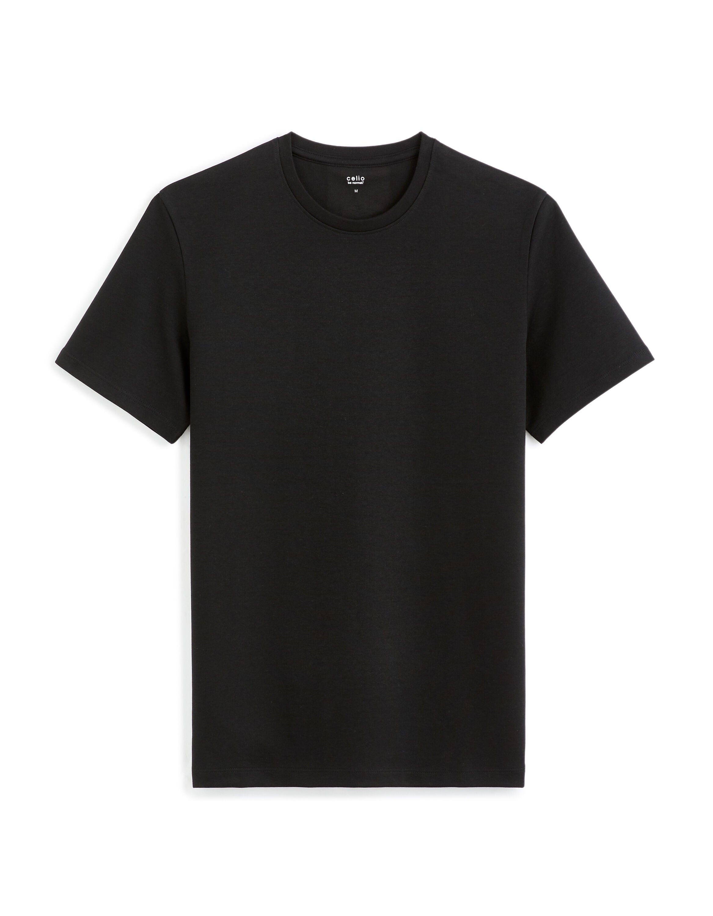 Celio_Straight Crew Neck Cotton Blend T-Shirt - Black_GETEBOUDE_BLACK_03
