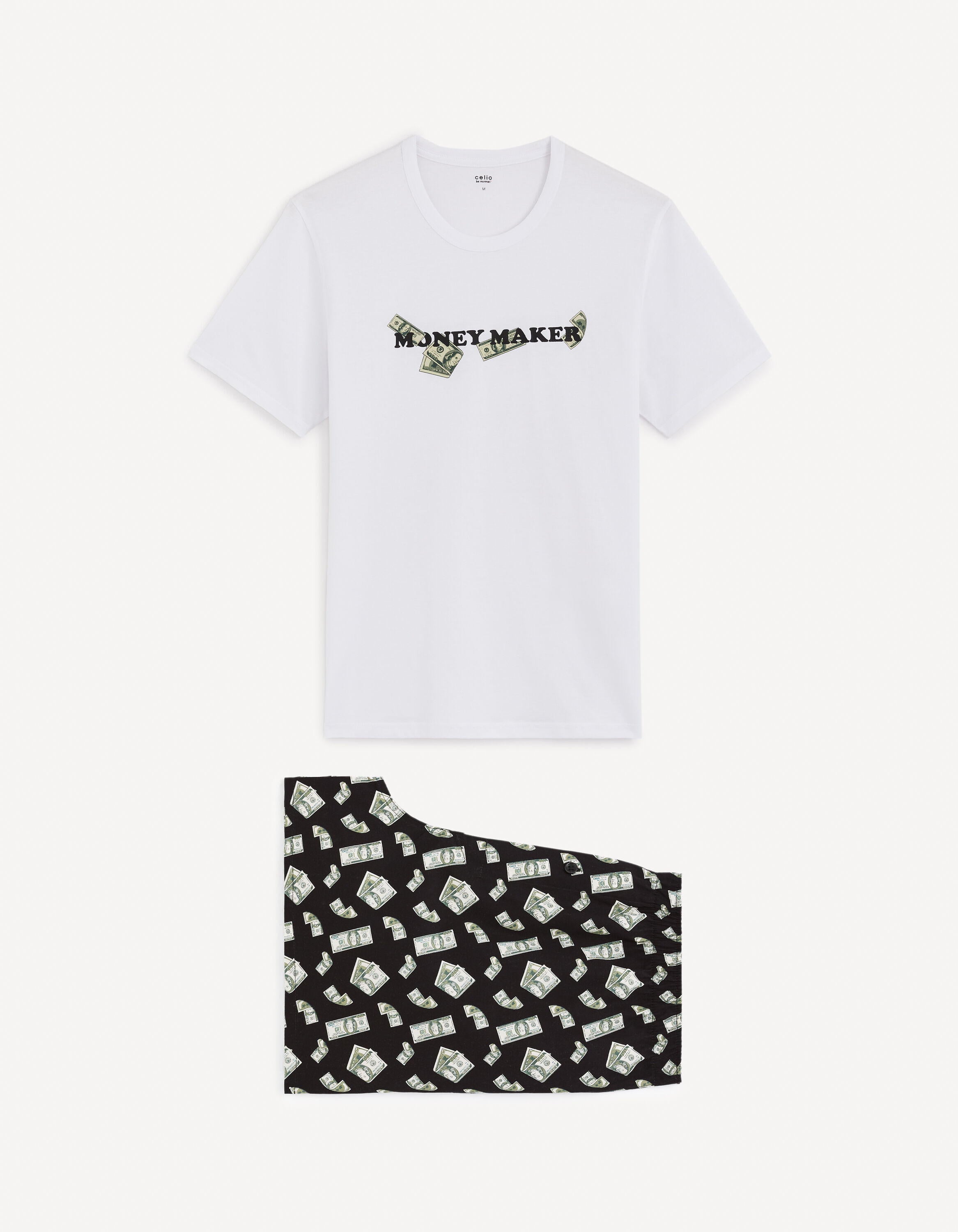 Cotton Short Pajamas - White And Black_GIPYBILLET_WHITE_01