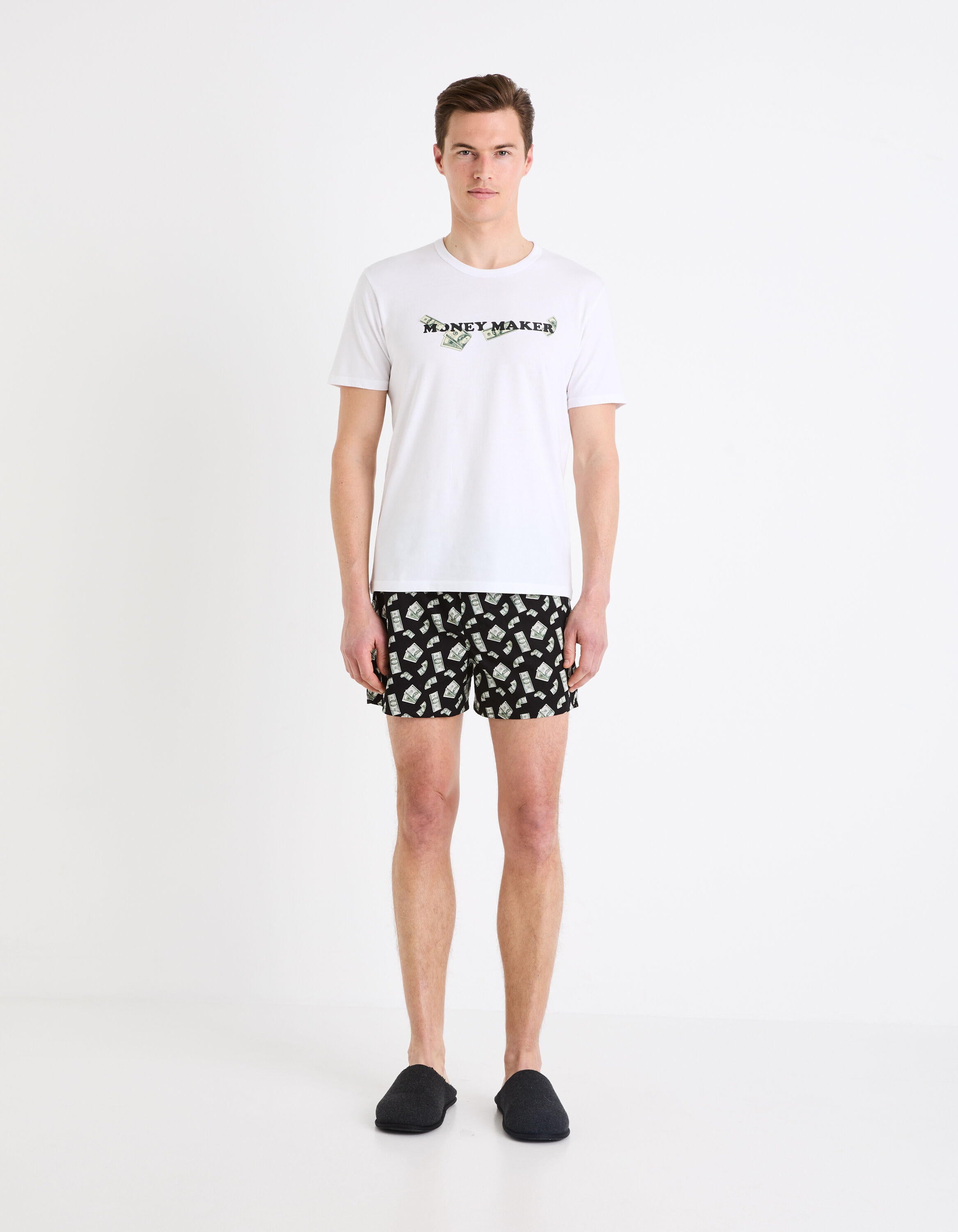 Cotton Short Pajamas - White And Black_GIPYBILLET_WHITE_02