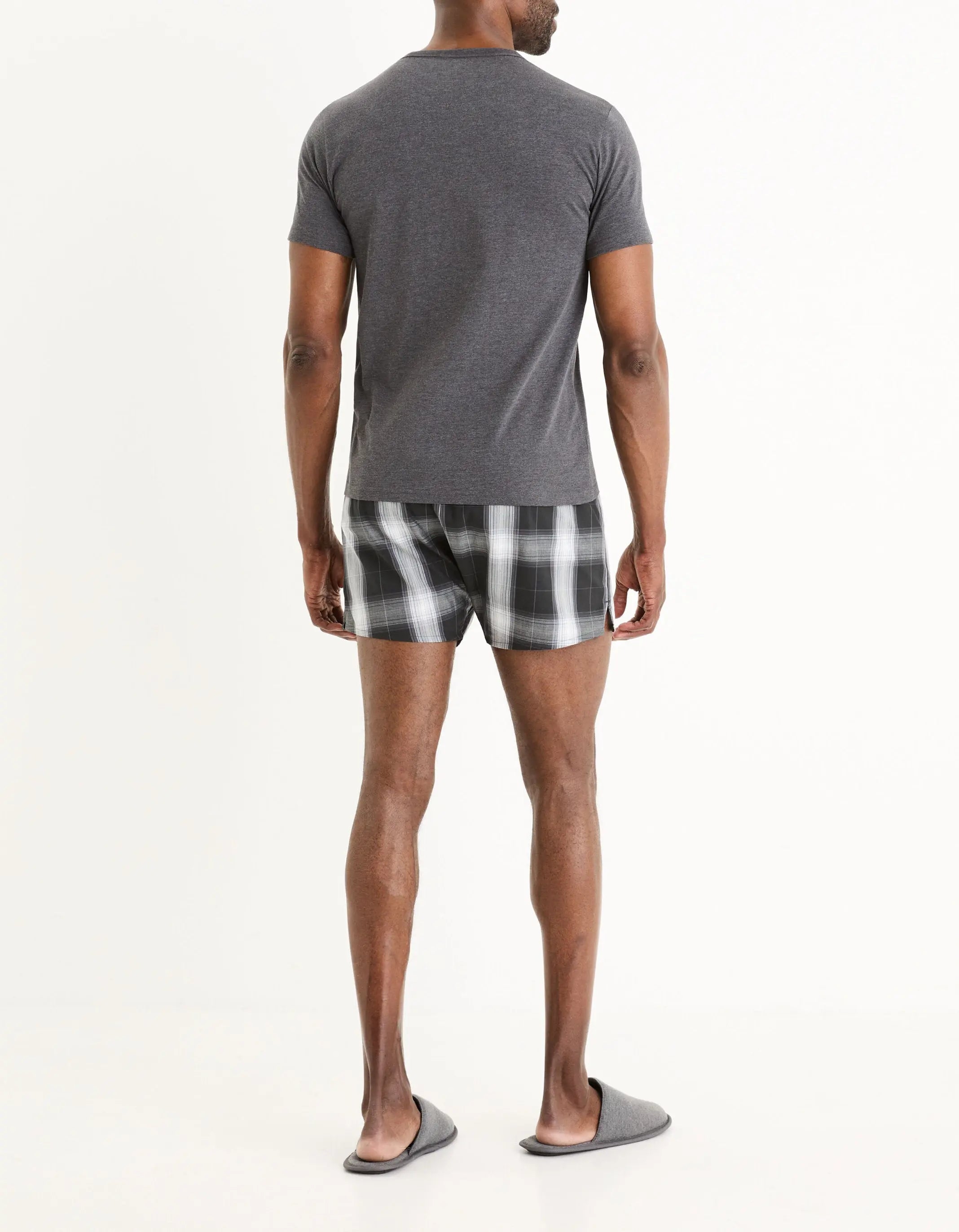 Celio_Cotton Blend Top and Bottom Pajamas - Anthracite_GIPYSHORT2_ANTHRA MEL_02
