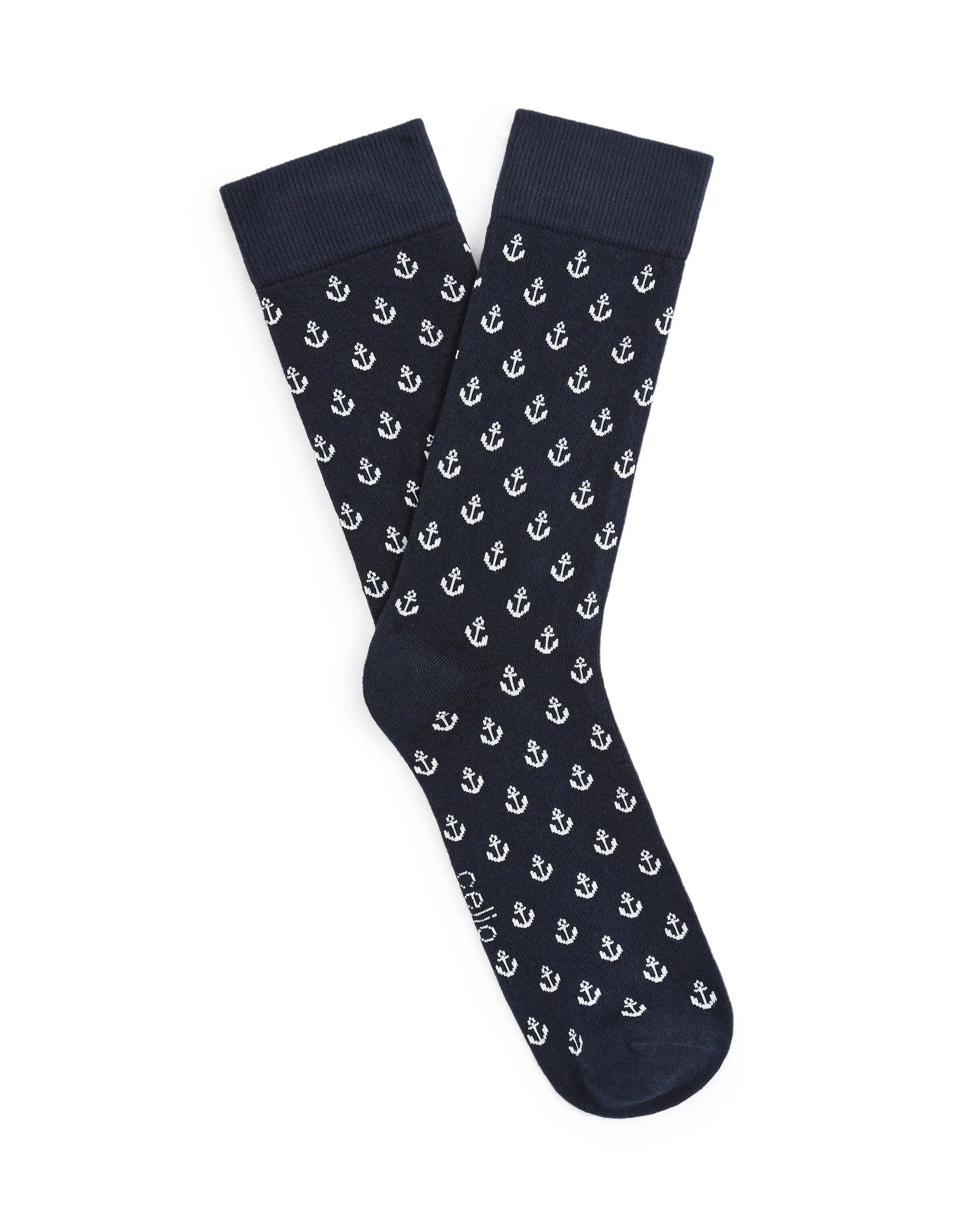Celio_Navy_Anchor Pattern Knee-High Socks_GISOANCRE_NAVY_01