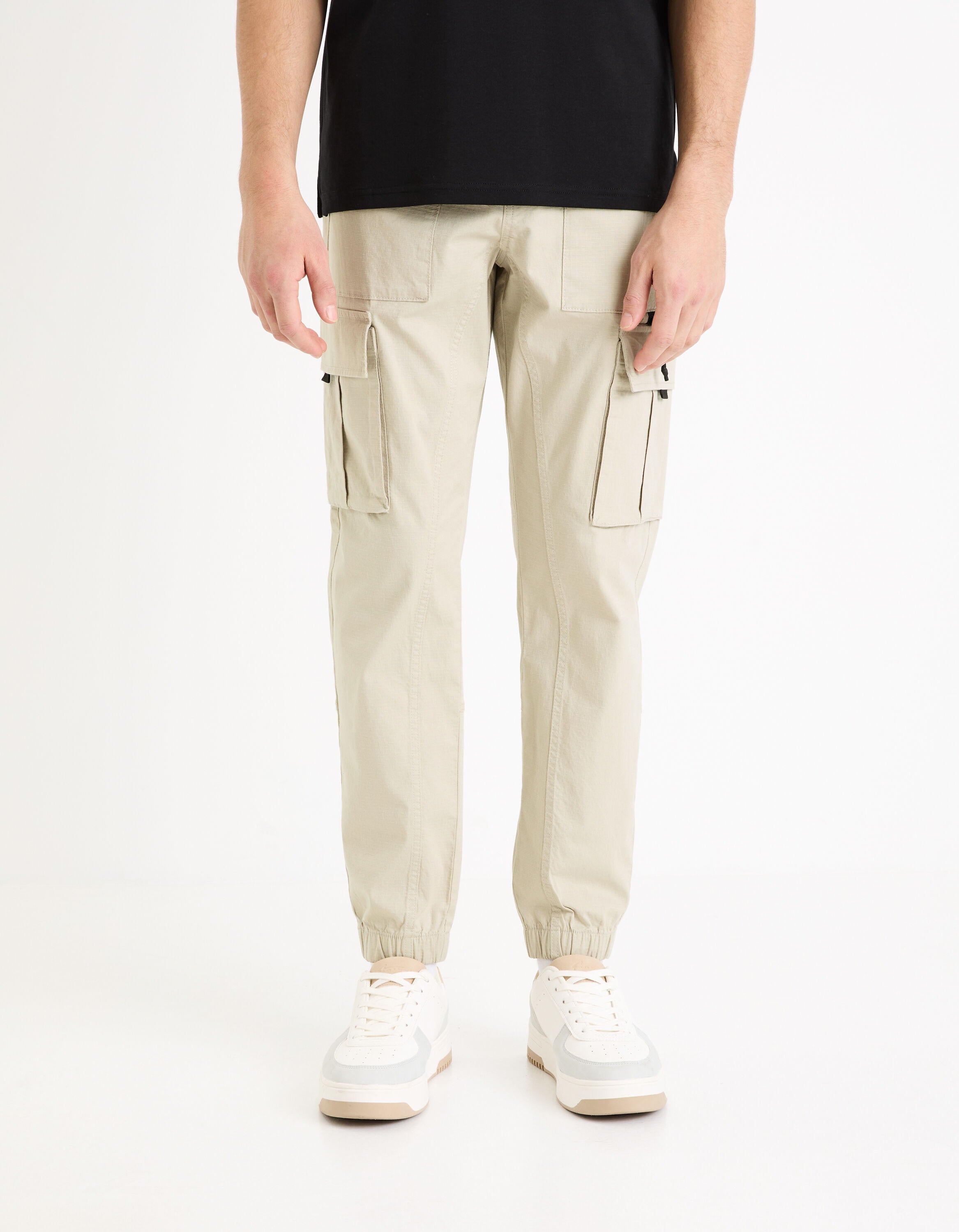 Stretch Cotton Cargo Pants_GOCOTON_BEIGE_03