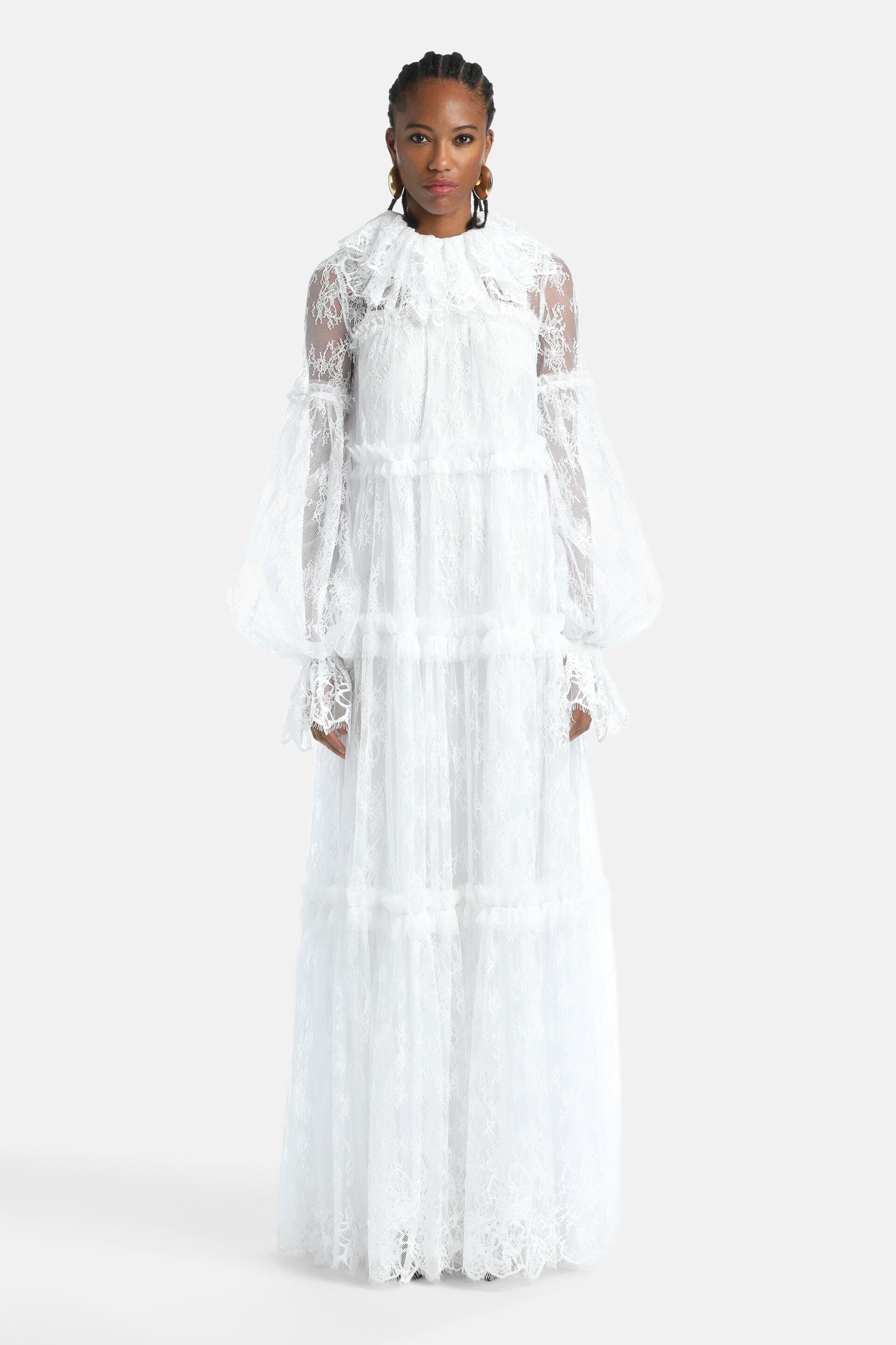 Luisa Spagnoli_Bianco/Bianco_Goniometro - Lace Long Gown Ð Fashion Show_GONIOMETRO_0201 0201_01