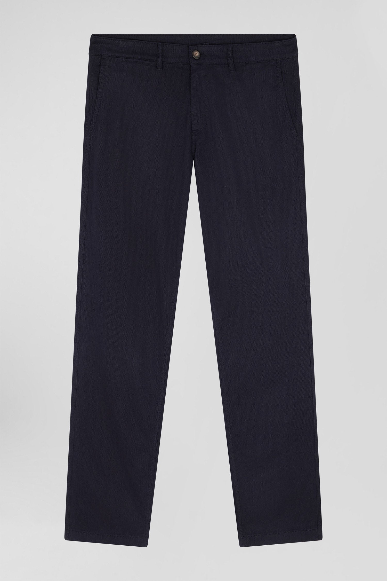 Regular Navy Blue Stretch Cotton PiquŽ and Modal Chino Trousers_H24BAS0C0005_BLF_03