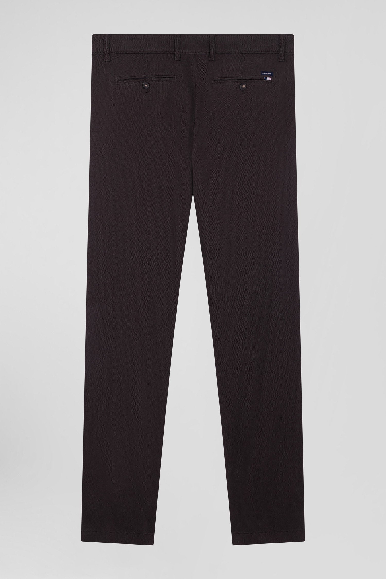 Regular Brown Stretch Cotton PiquŽ and Modal Chino Trousers_H24BAS0C0005_MAF1_05