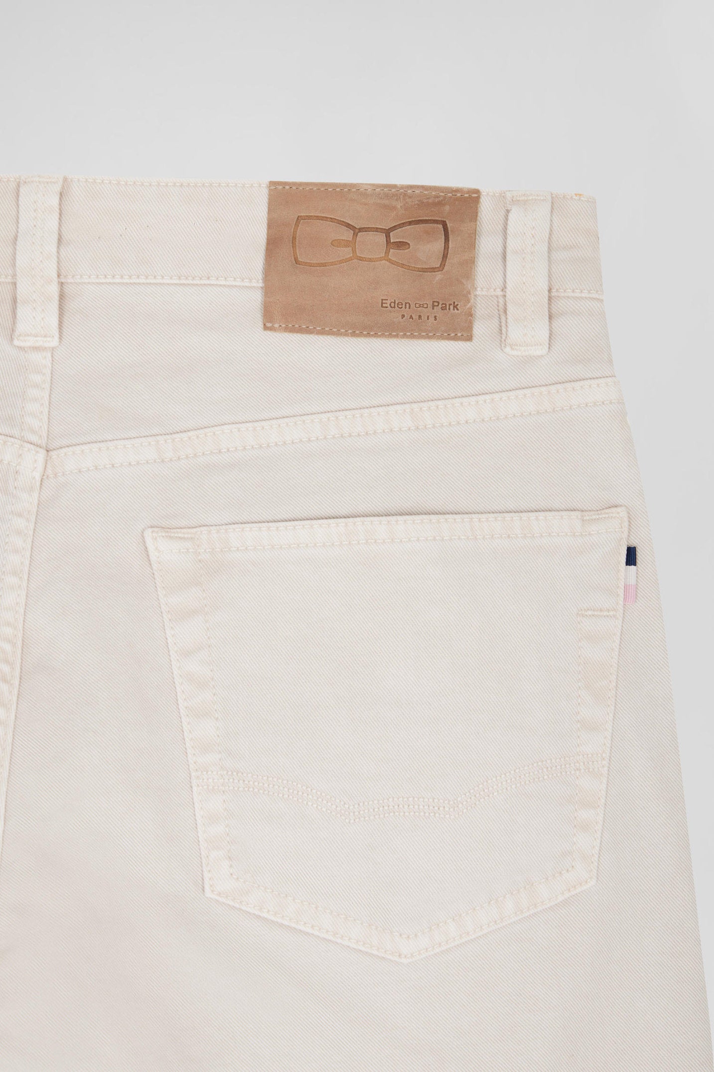 Regular Ecru Stretch Cotton 5-Pocket Trousers_08