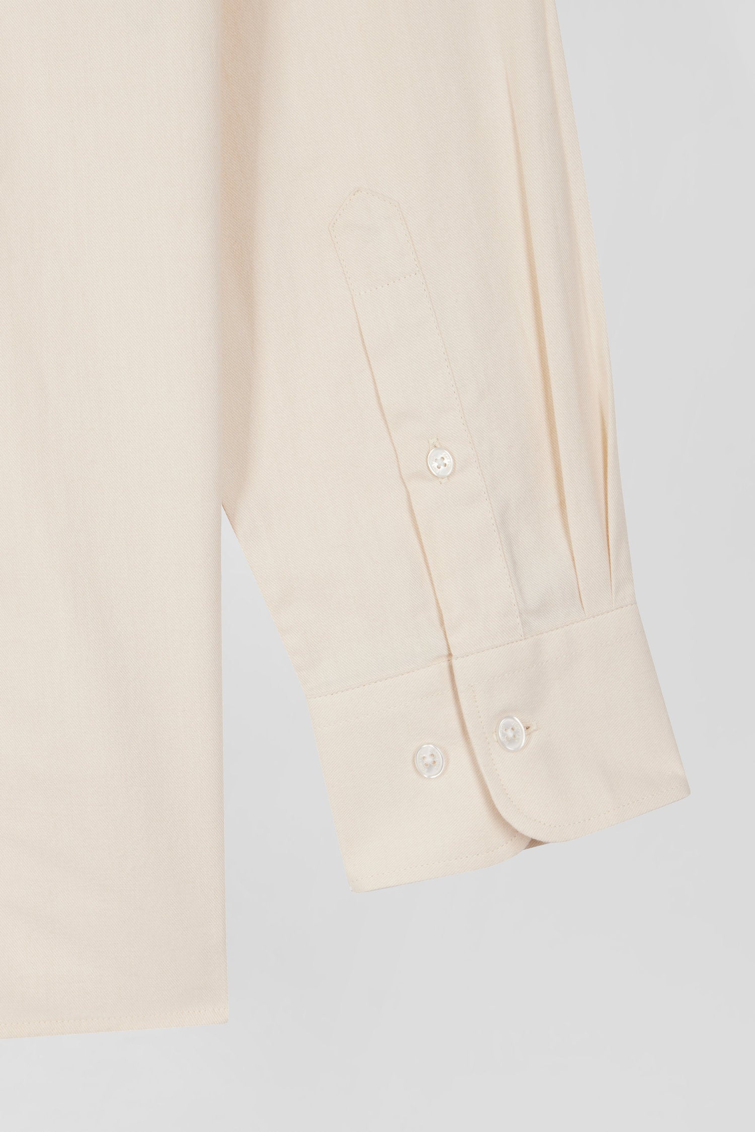 Regular Plain Beige Cotton Twill Shirt with Button-Down Collar_H24CHECL0015_BEC2_08
