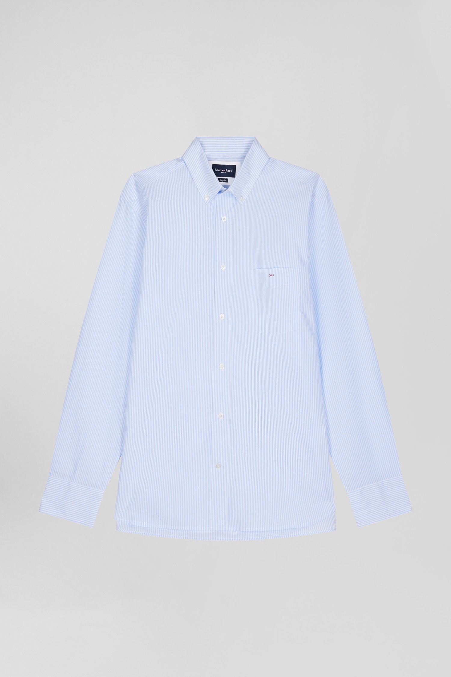 Regular Sky Blue Striped Cotton Jacquard Shirt_H24CHECL0019_BLM_03