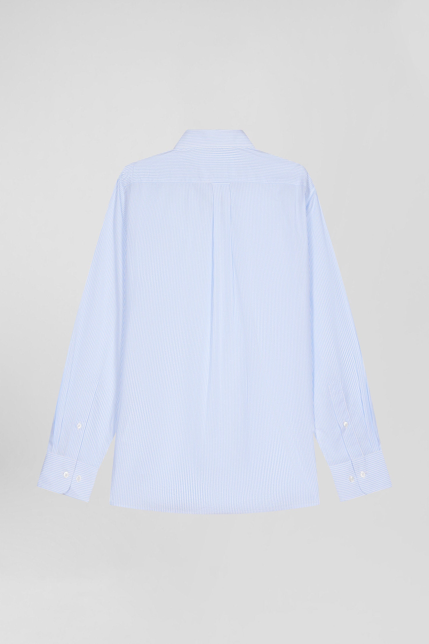 Regular Sky Blue Striped Cotton Jacquard Shirt_H24CHECL0019_BLM_05