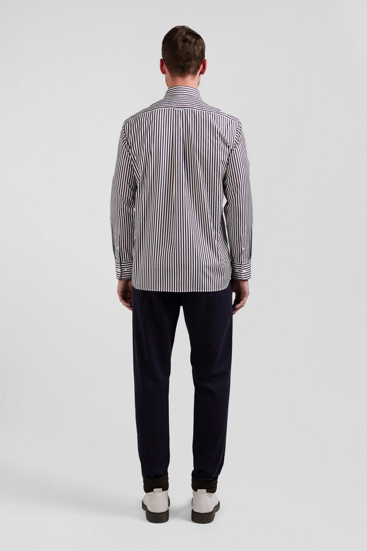 Burgundy Striped Cotton Poplin Shirt Regular Fit_H24CHECL0021_BXF3_04