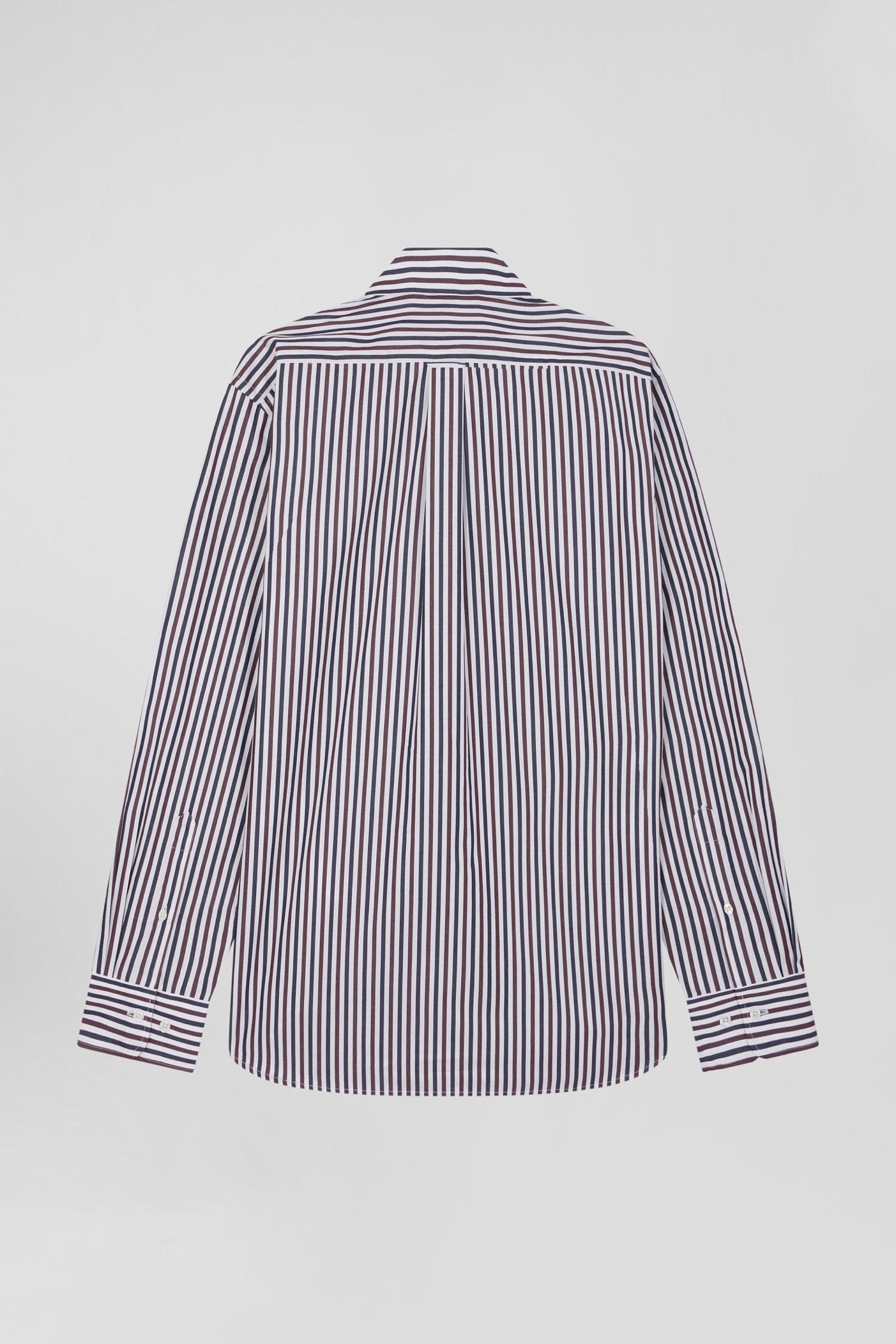 Burgundy Striped Cotton Poplin Shirt Regular Fit_H24CHECL0021_BXF3_05